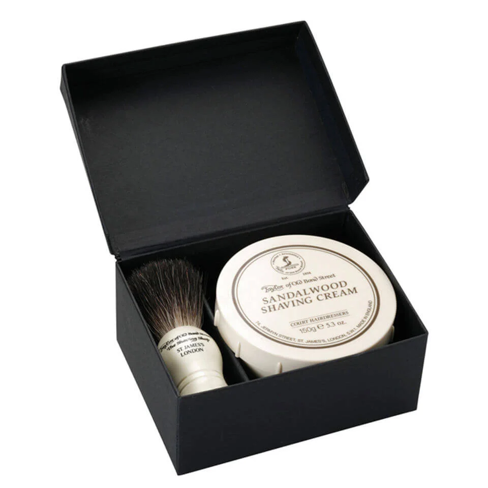 Taylor of Old Bond Street Pure Badger and Sandalwood Shaving Cream Set