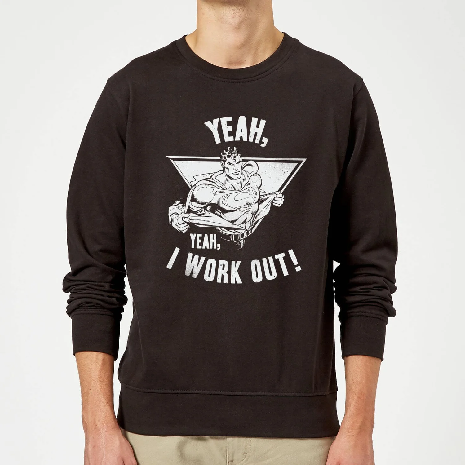 DC Comics Superman I Work Out Sweatshirt - Black