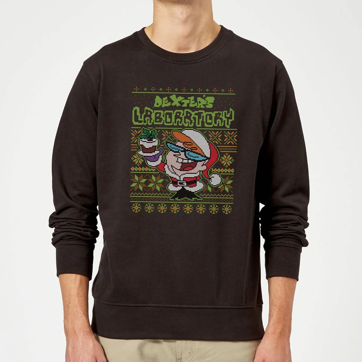 Dexter's Lab Pattern Christmas Jumper - Black