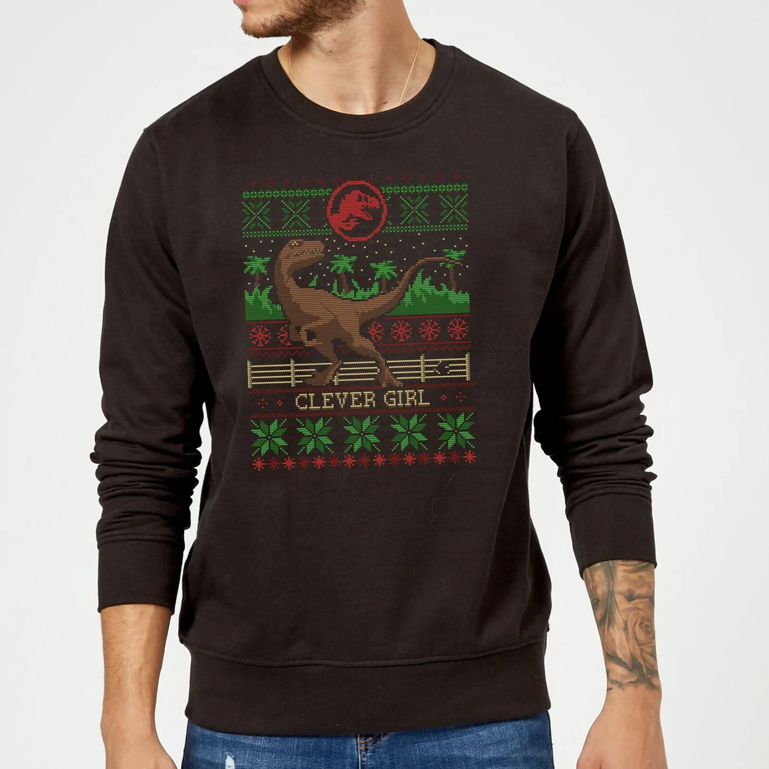 Jurassic Park Clever Girl Christmas Jumper - Black