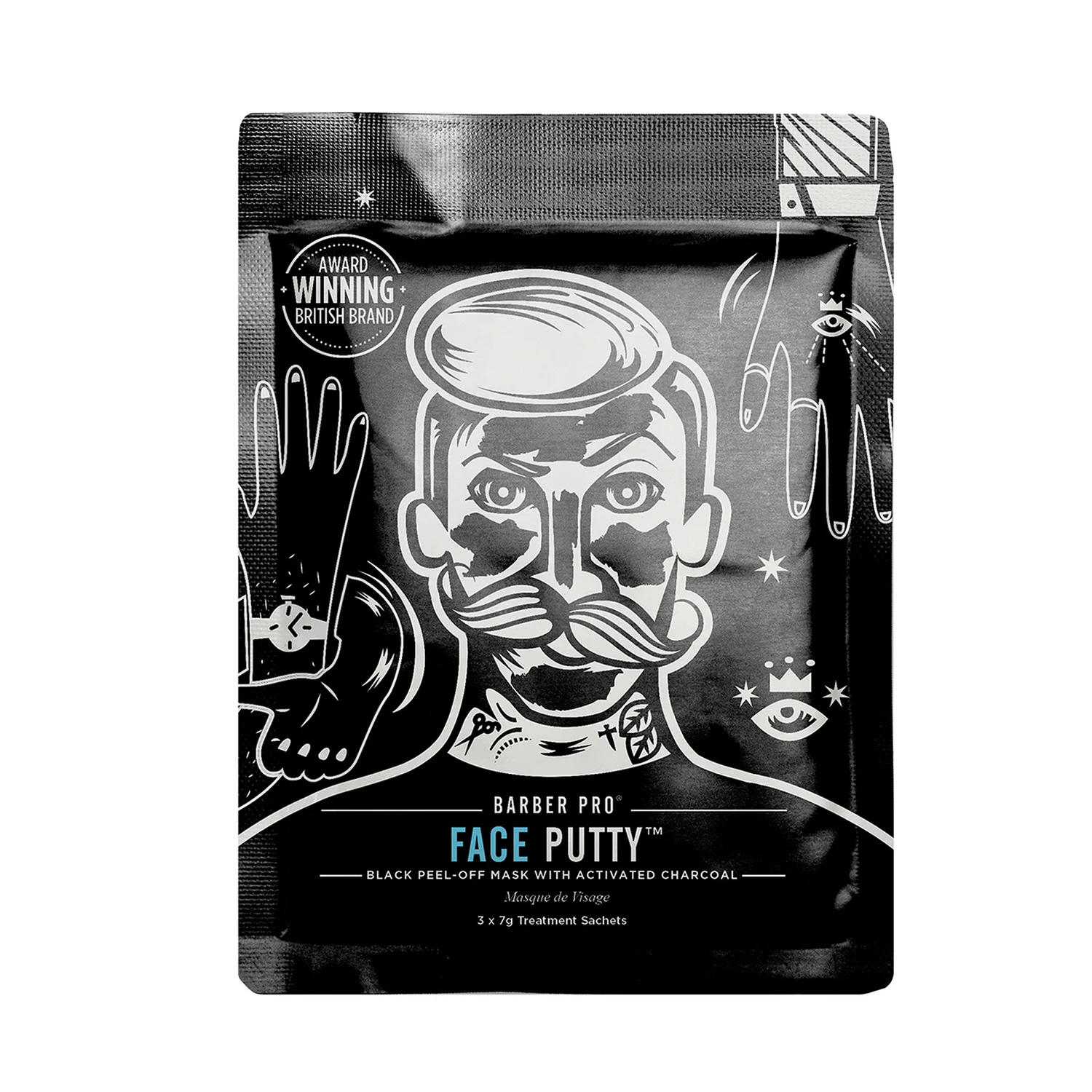 BARBER PRO Face Putty Black Peel-Off Mask with Activated Charcoal (3 Applications), view 1
