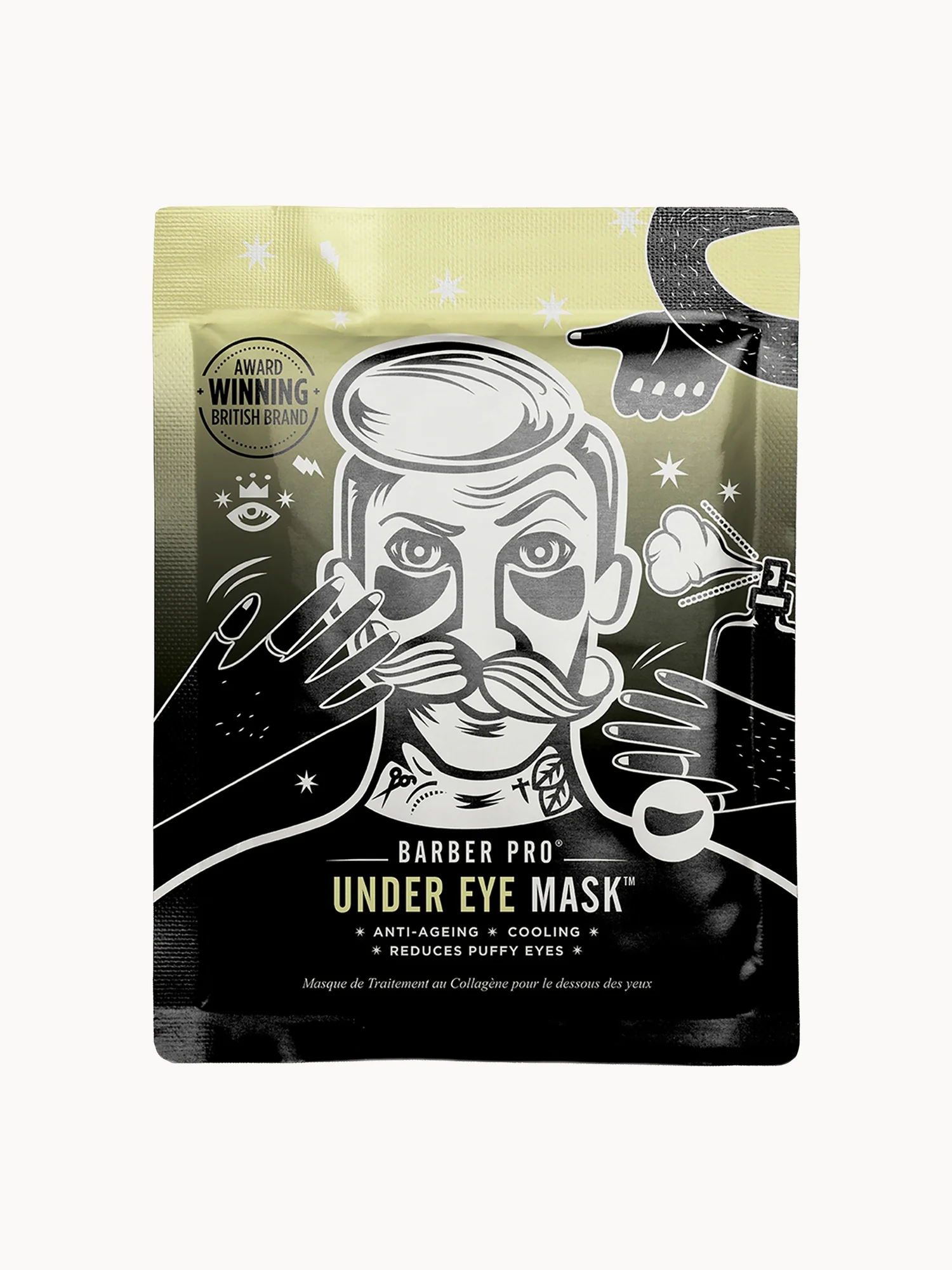 BARBER PRO Under Eye Mask with Activated Charcoal and Volcanic Ash (3 Applications)