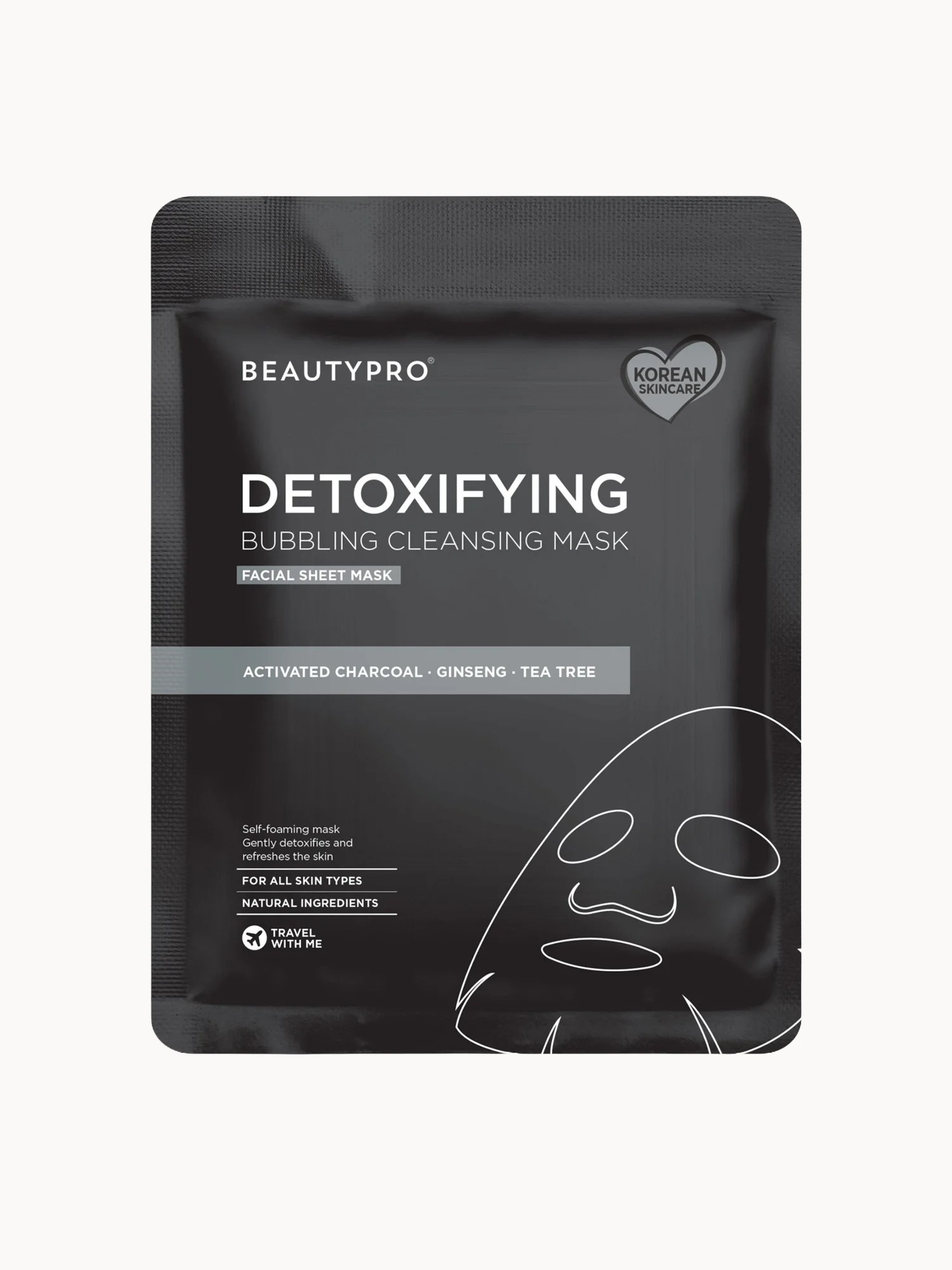 BEAUTYPRO Detoxifying Foaming Cleansing Sheet Mask with Activated Charcoal