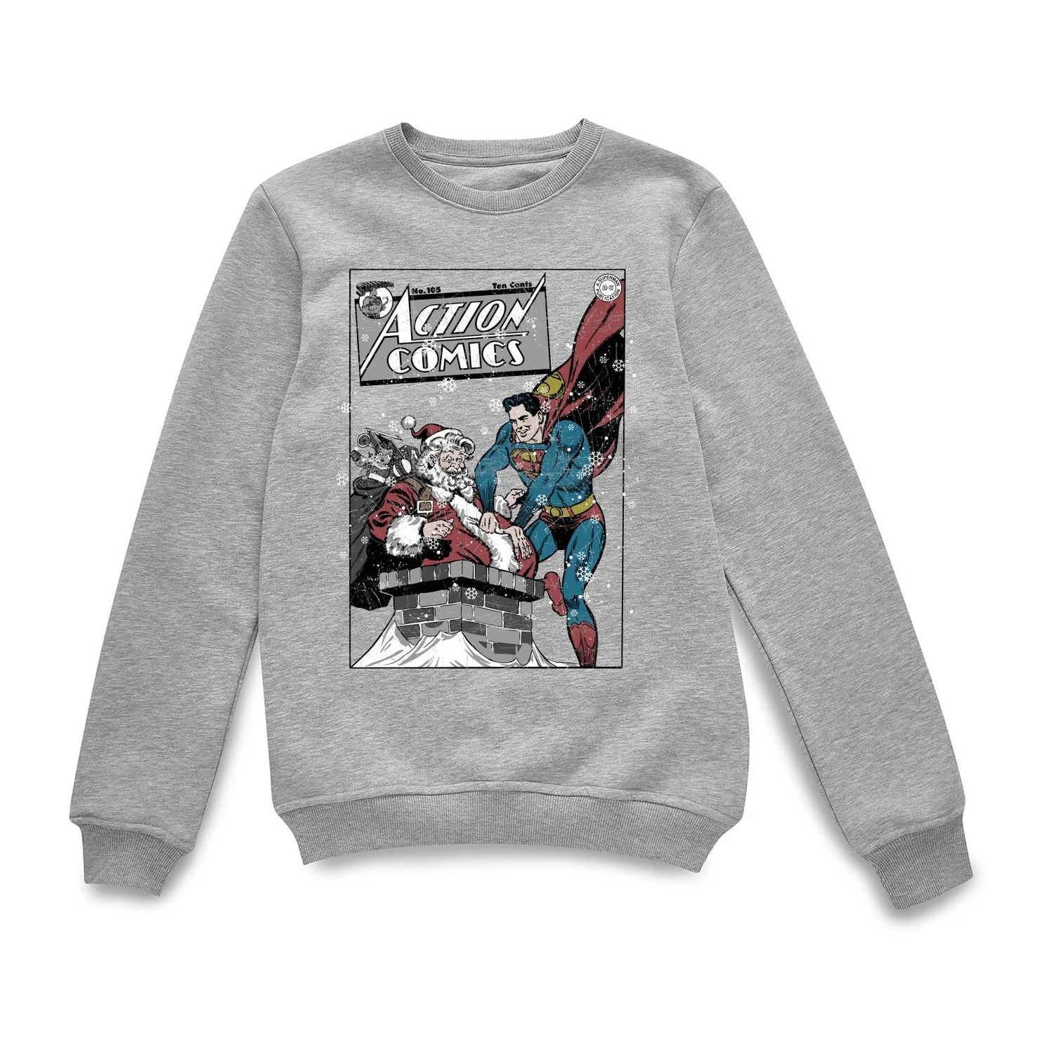 DC Comics Originals Superman Action Comics Grey Christmas Jumper