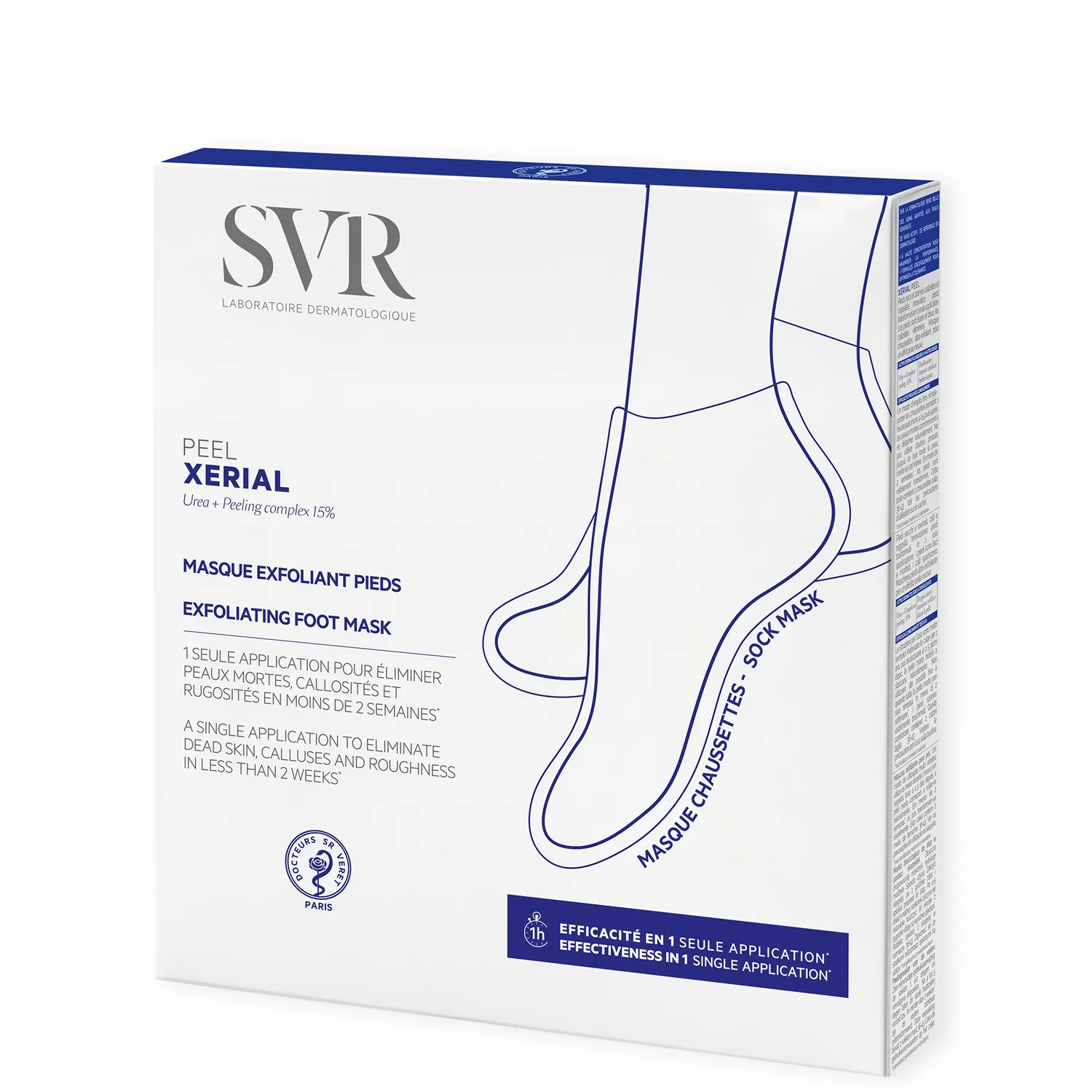 SVR XERIAL PEEL Exfoliating Foot Sock-Mask for Dry, Hard