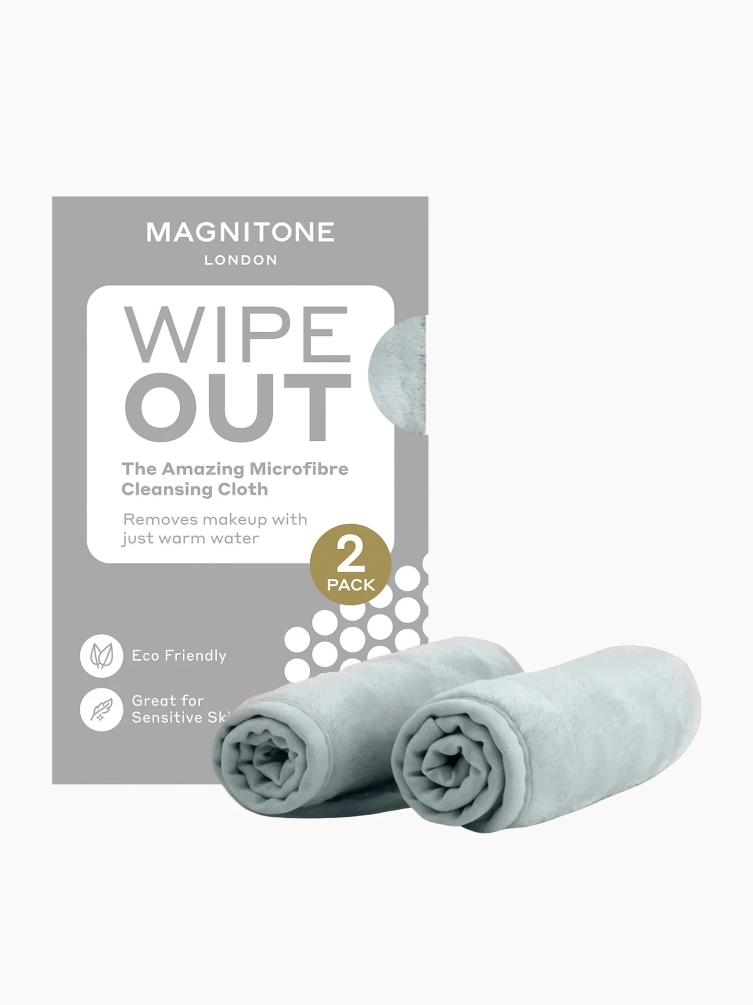 MAGNITONE WipeOut Microfibre Cleansing Cloths Grey â 2 Pack