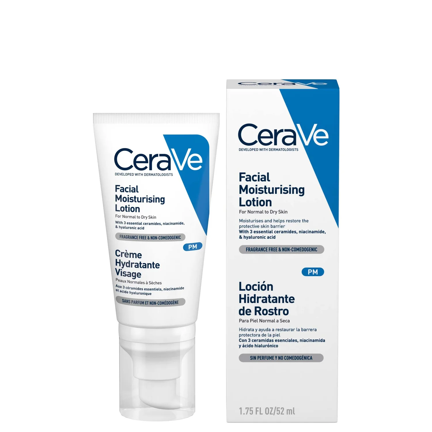 CeraVe PM Facial Moisturising Lotion with Ceramides for Normal to Dry Skin 52ml