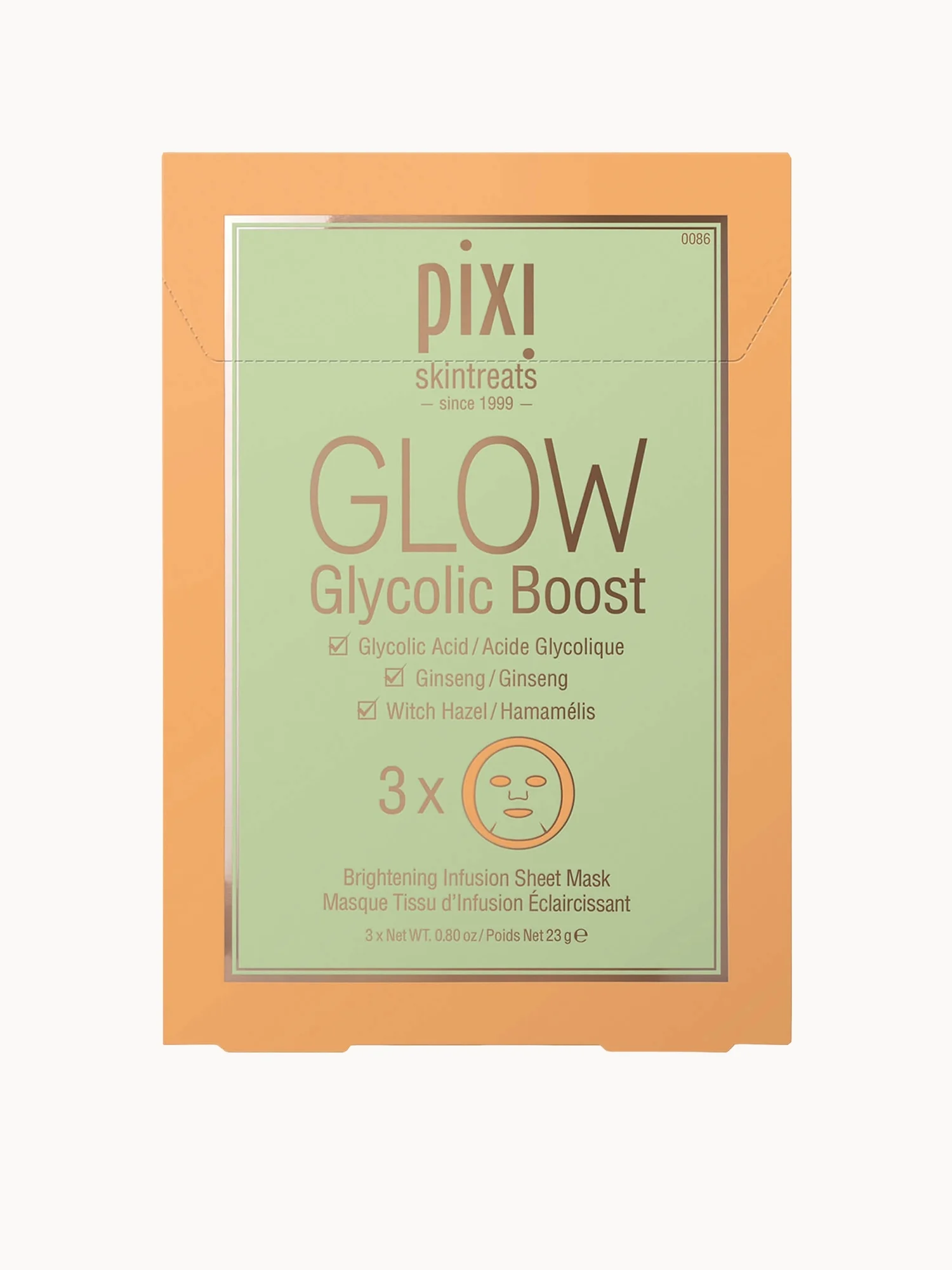PIXI GLOW Glycolic Acid Boost Sheet Mask (Pack of 3)