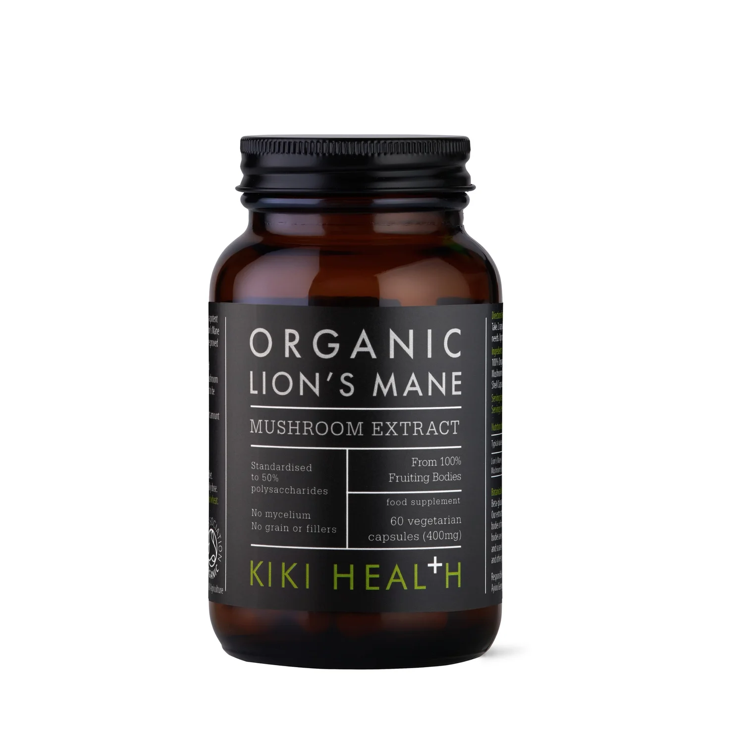 KIKI Health Organic Lion's Mane Extract Mushroom (60 Vegicaps)
