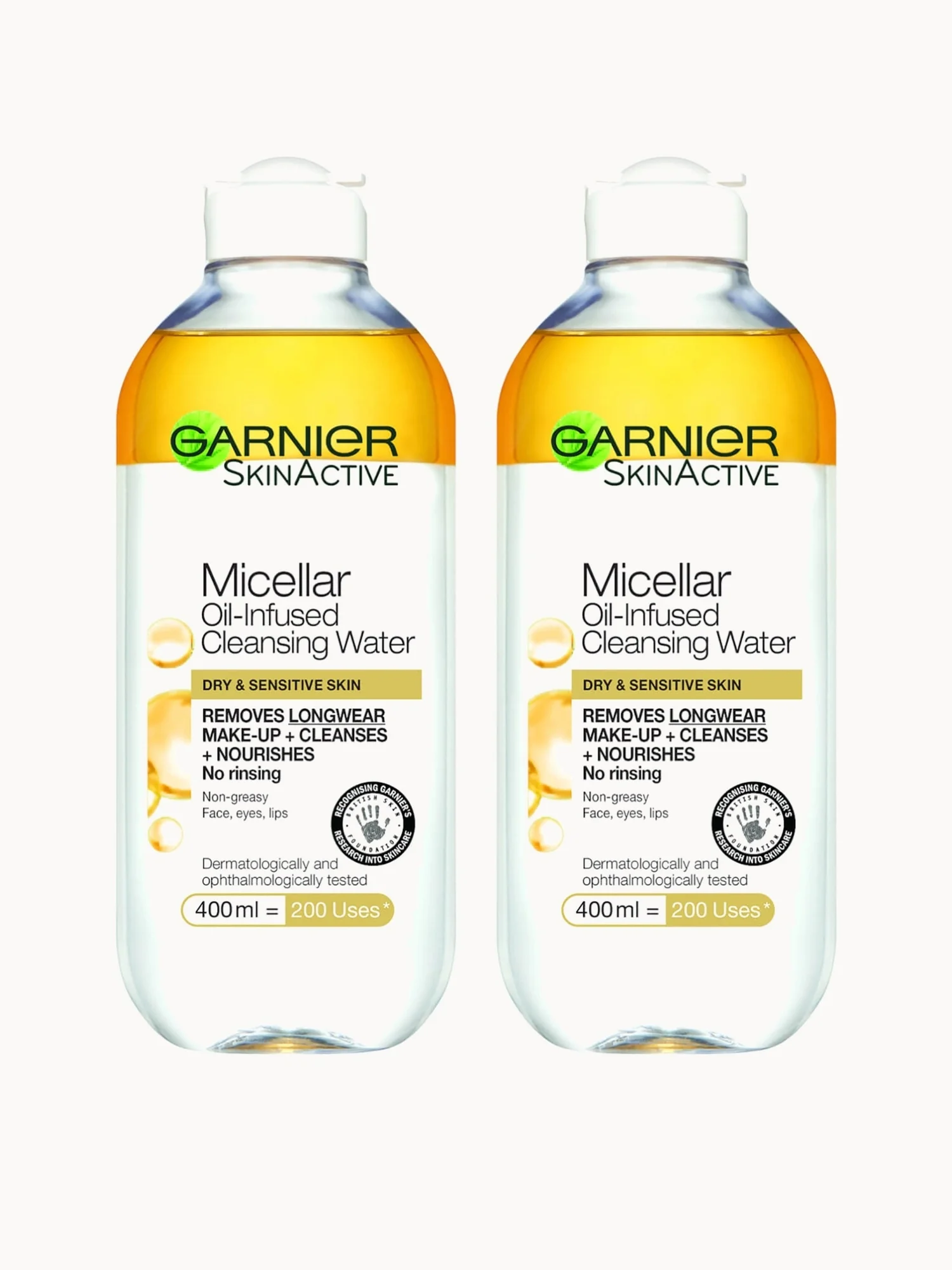 Garnier Micellar Water Oil Infused Facial Cleanser 400ml Duo Pack
