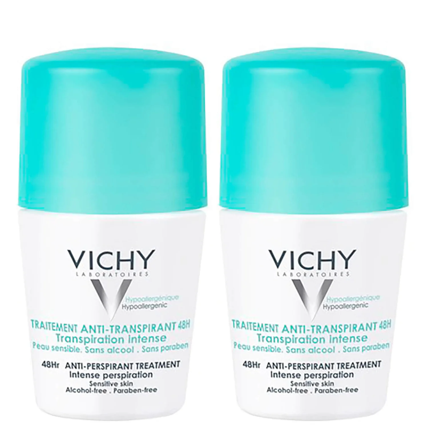 Vichy 48 Hour Intensive Antiperspirant Roll-on Deodorant for Sensitive Skin Bundle 2 x
