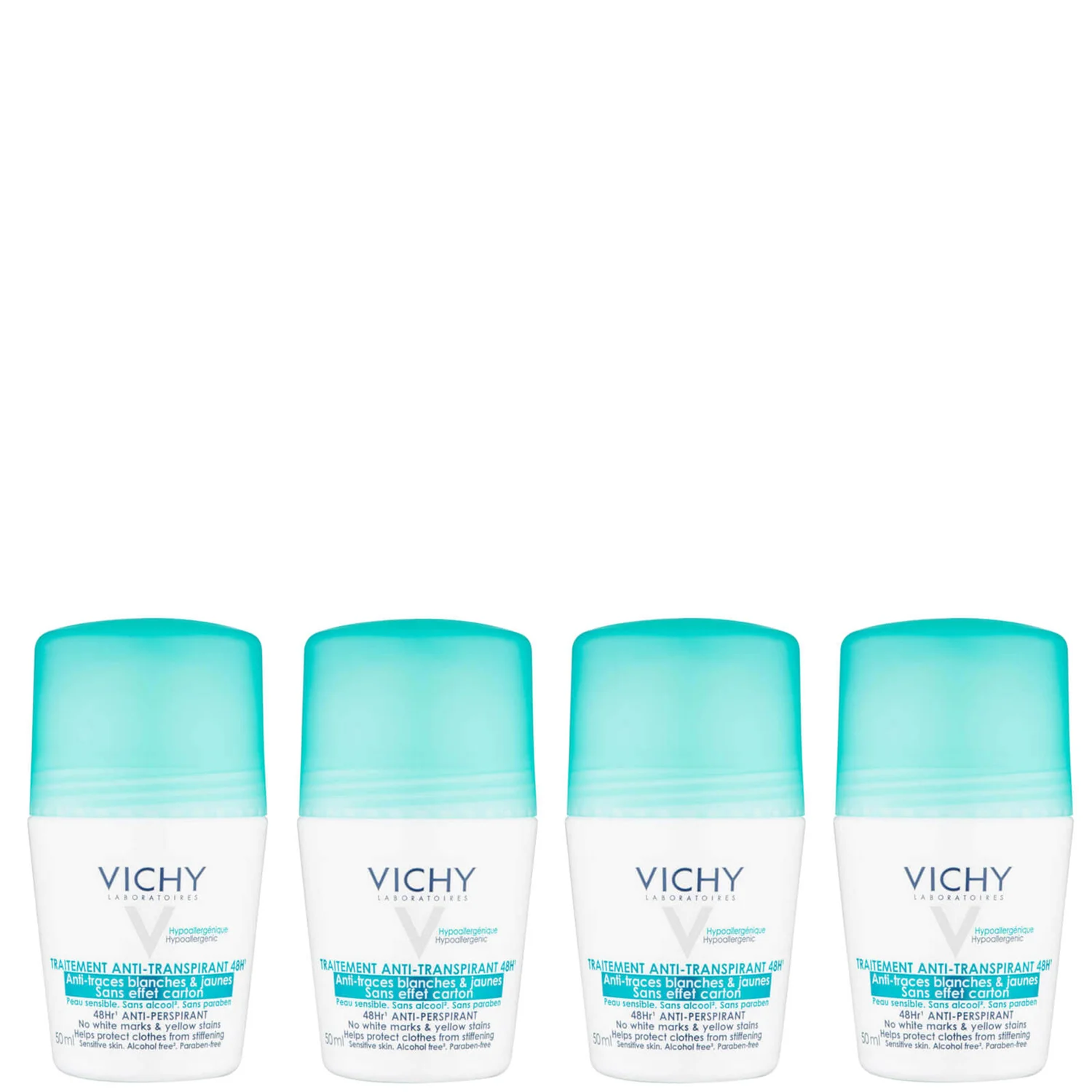 VICHY No Marks Roll-on Deodorant Set 4 x 50ml