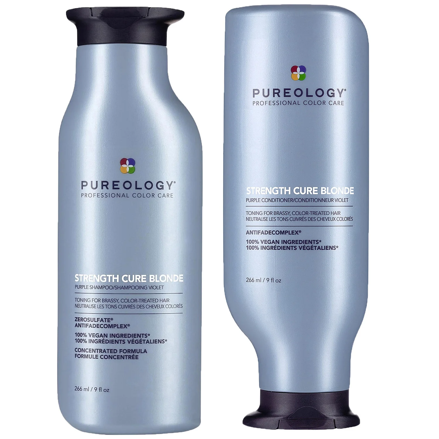 Pureology Strength Cure Blonde Shampoo and Conditioner Strengthening Bundle for Damaged,