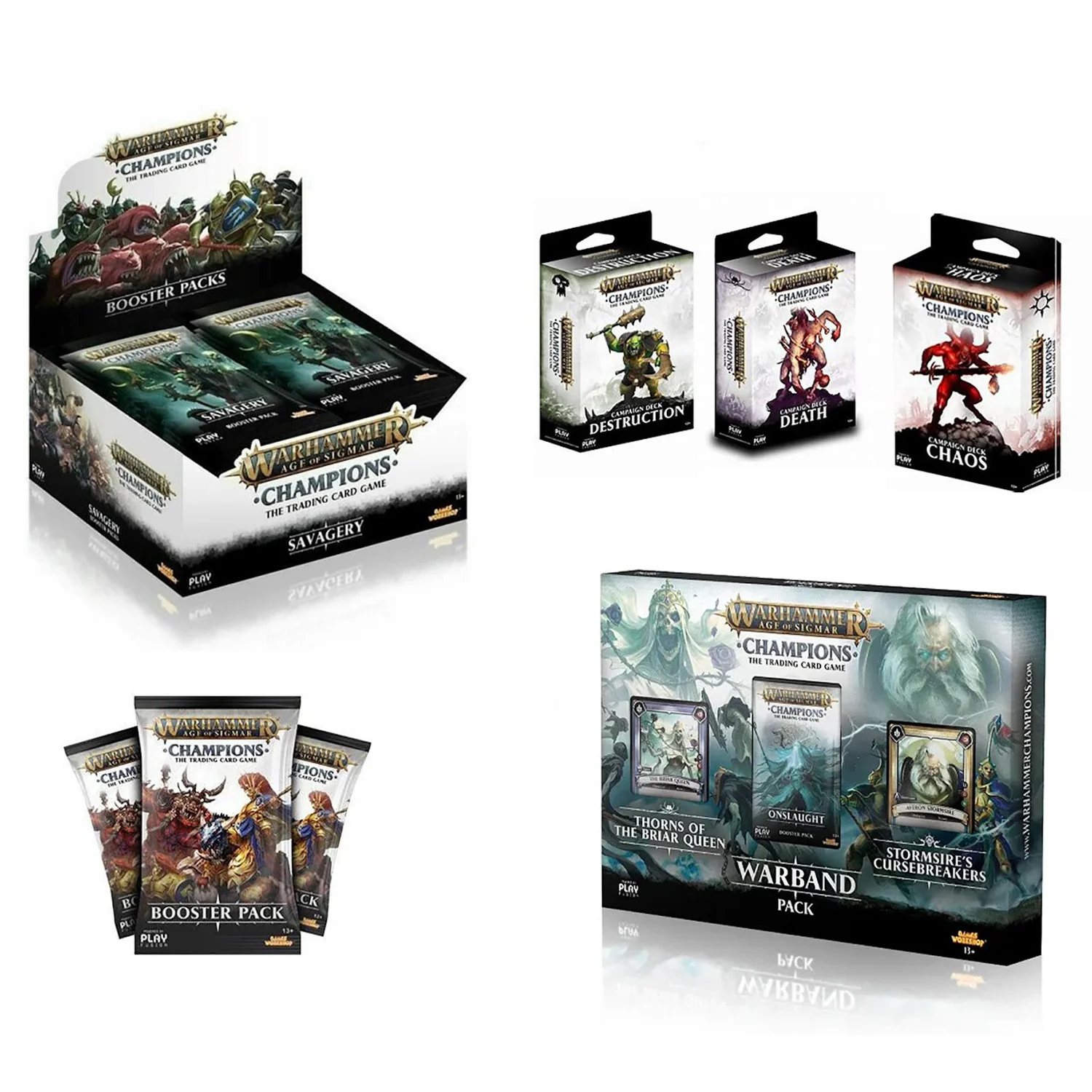 age of sigmar booster box Warhammer Champions Onslaught Pack PlayFusion Create an army that perfectly suits your playstyle by customizing your campaign deck with additional champions Warhammer Age of Sigmar: Champions