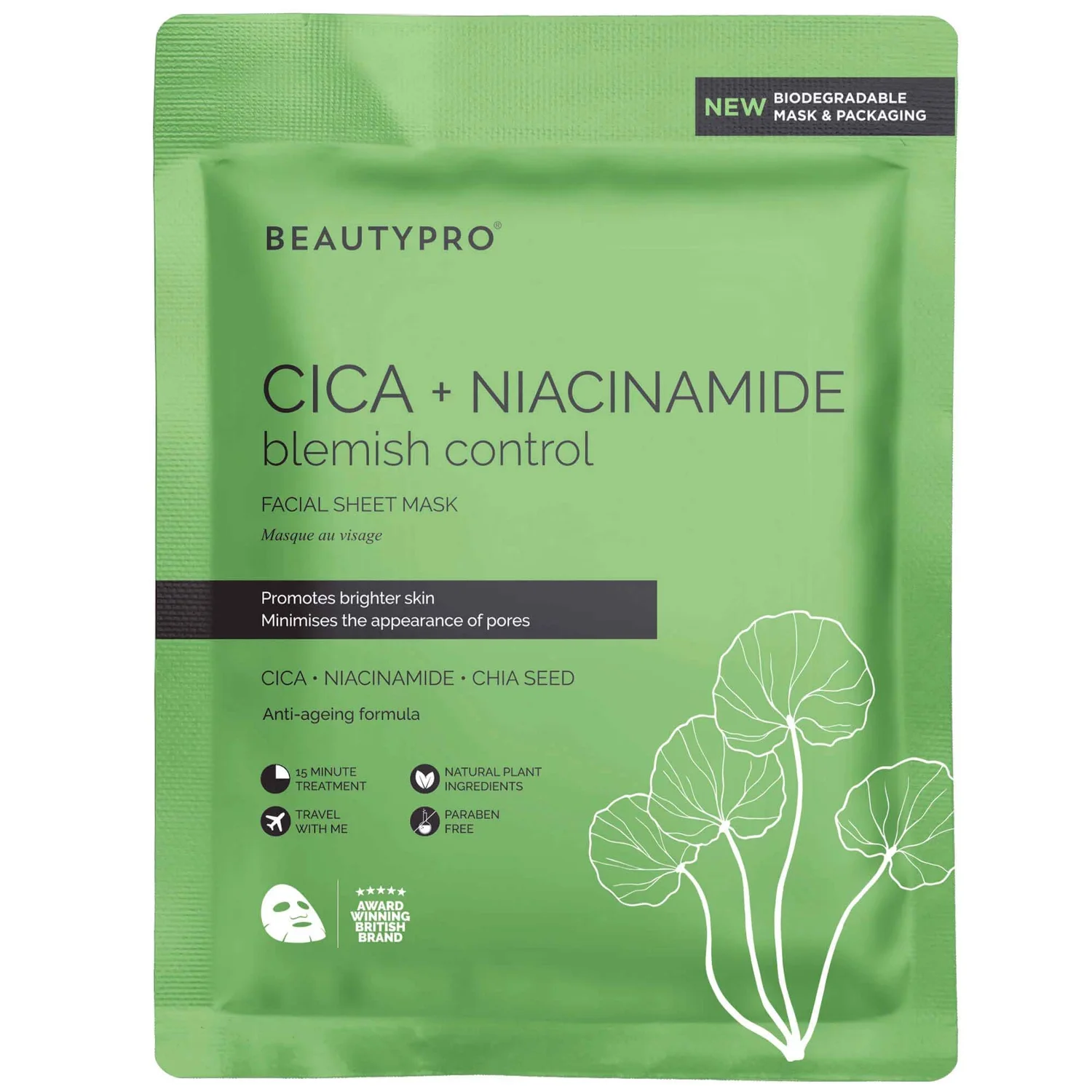 BEAUTYPRO Cica and Niacinamide Face Mask 22ml