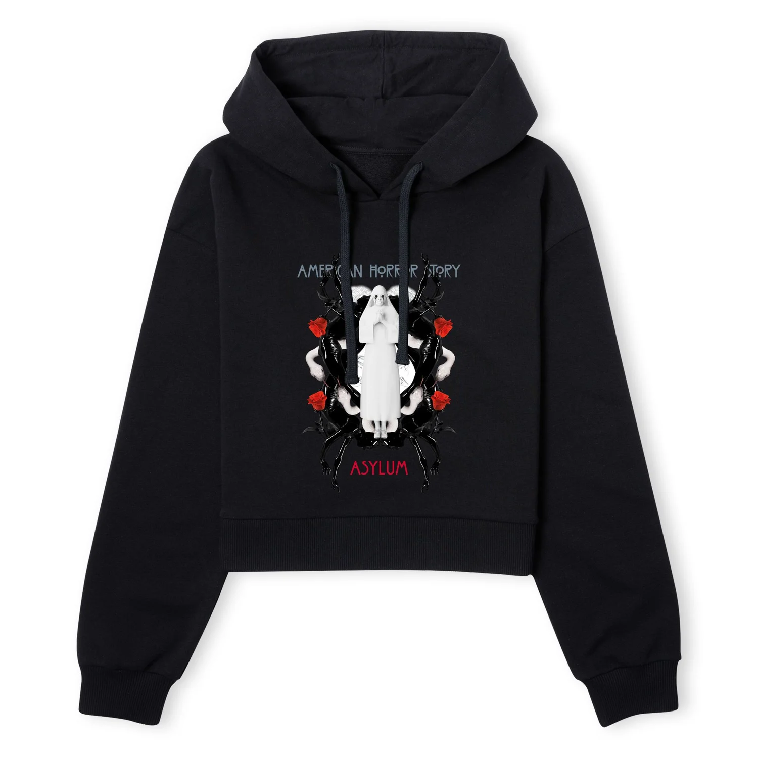 American Horror Story White Nun Women's Cropped Hoodie - Black