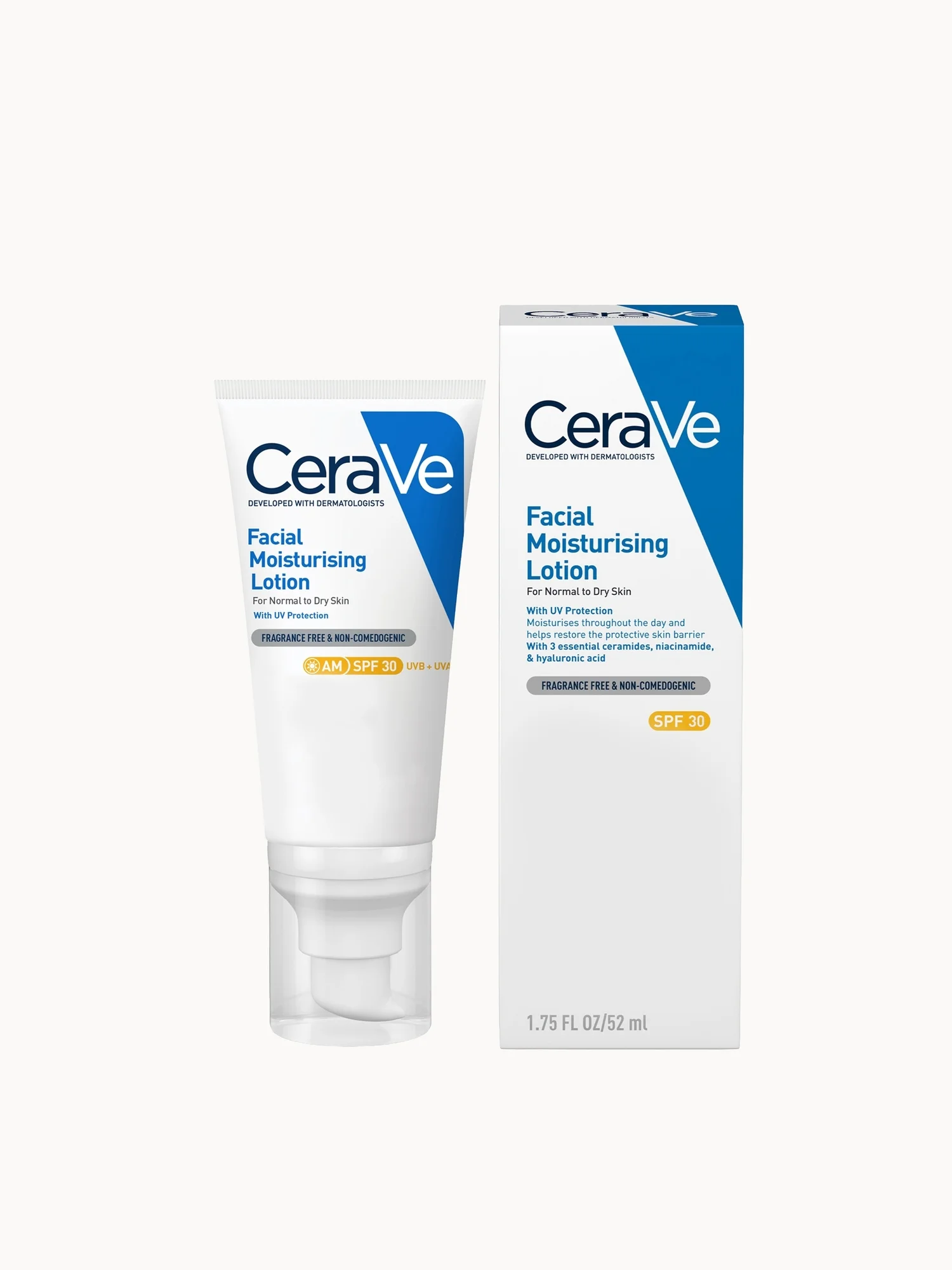 CeraVe AM Facial Moisturising Lotion SPF30 with Ceramides for Normal to Dry Skin 52ml