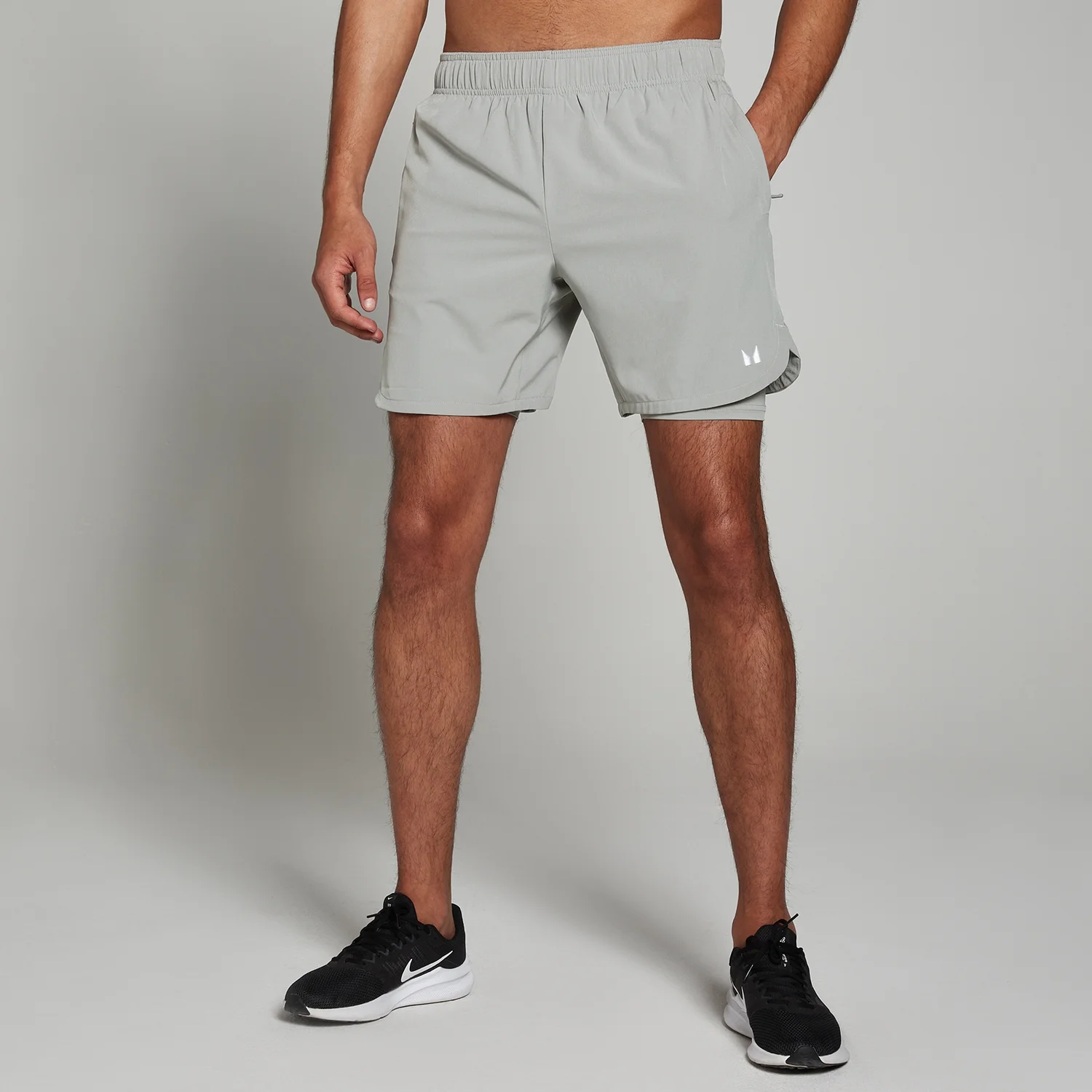 Suwangi Men's 2-in-1 Workout Running Shorts - 7 Inch Quick-Dry Gym Shorts With Phone Pocket, Light Gray XX-Large
