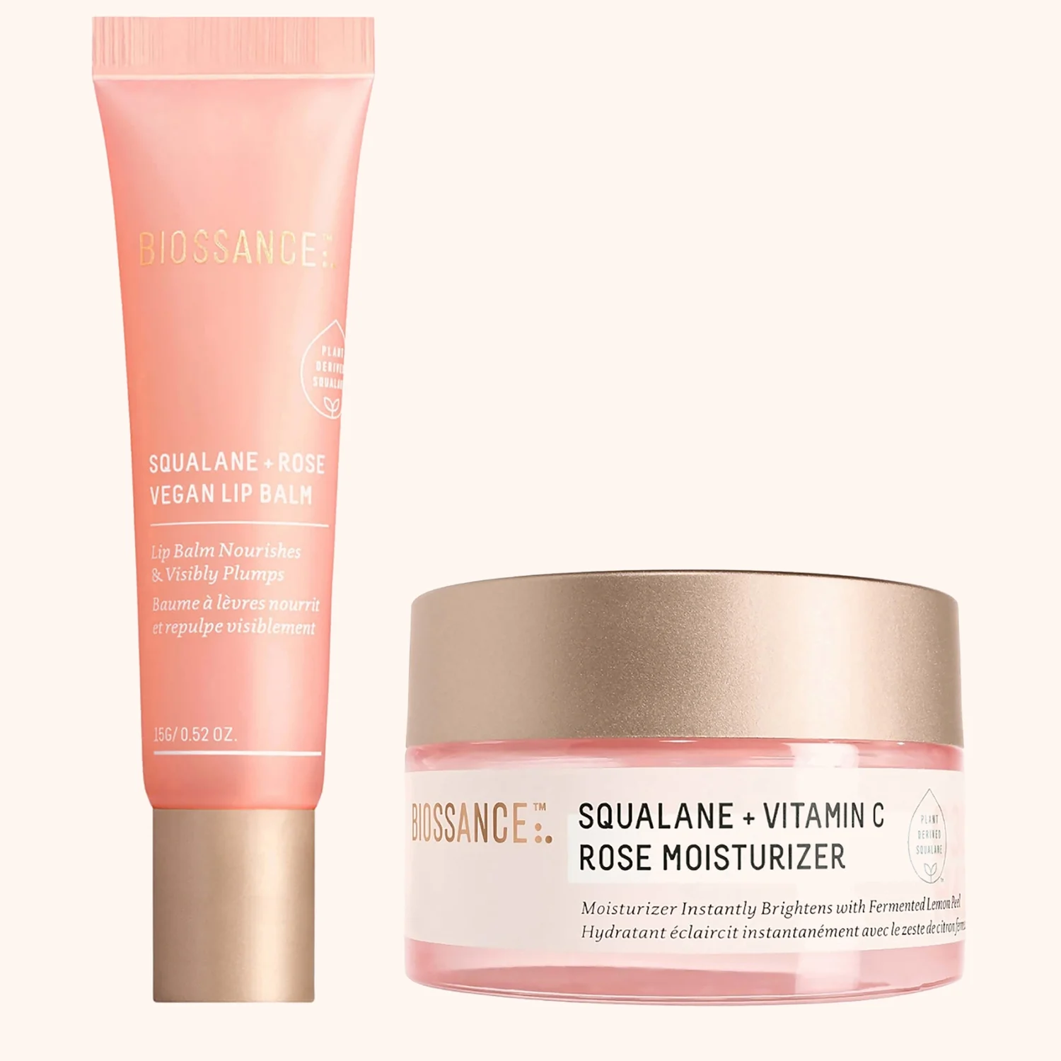 Squalane and Vitamin C Rose Moisturiser with Vegan Lip Balm Squalane and Vitamin C Rose Moisturiser with Vegan Lip Balm
