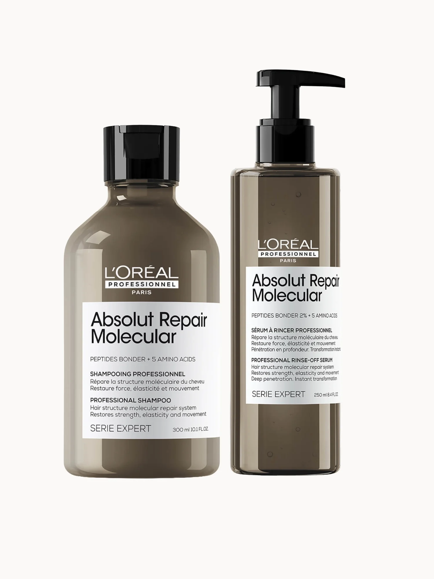 L'Oréal Professionnel Absolut Repair Molecular Shampoo 300ml & Rinse Off Serum 250ml Set