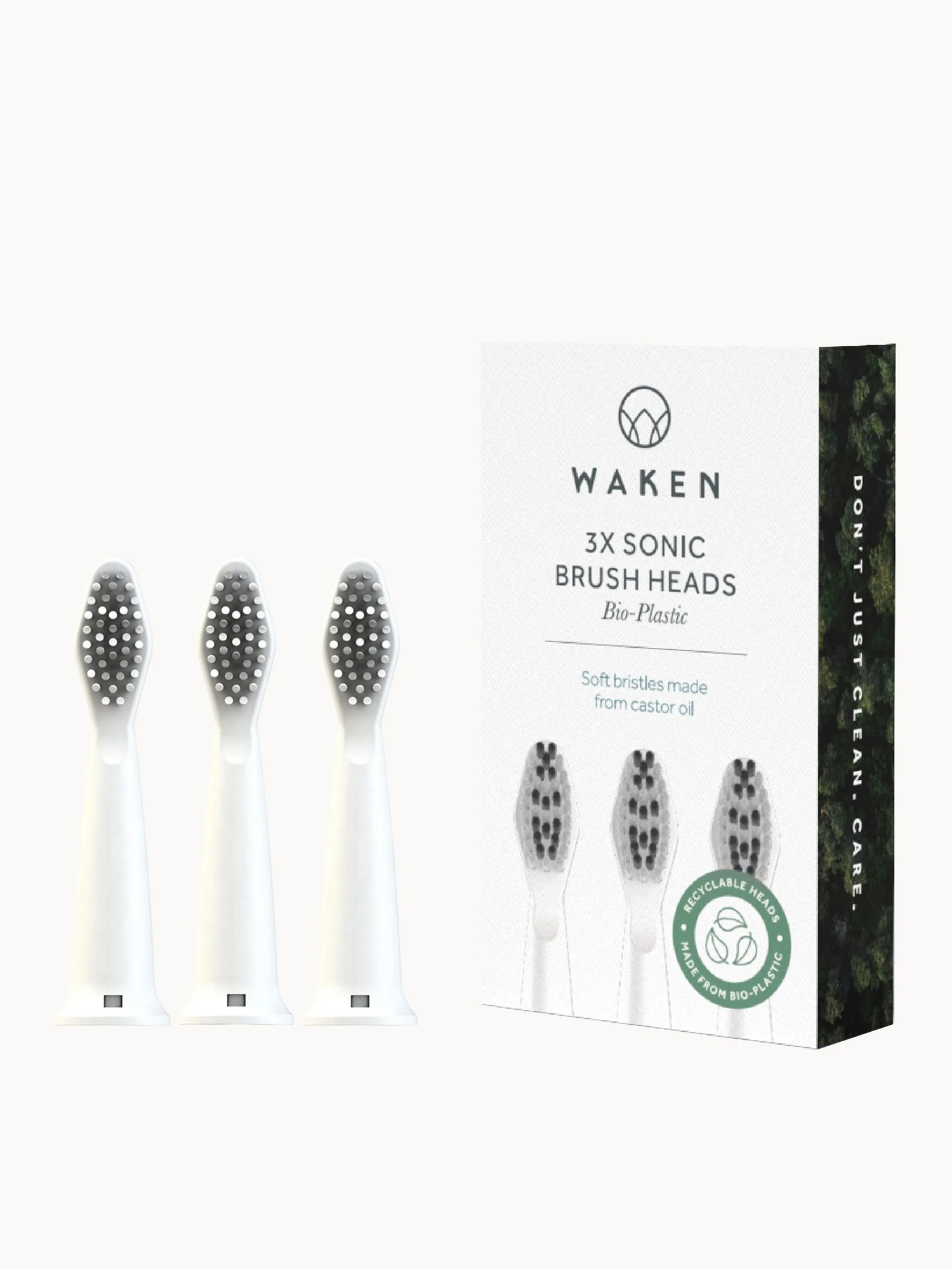 Waken Mouthcare Sonic Toothbrush Heads - White (Pack of 3)