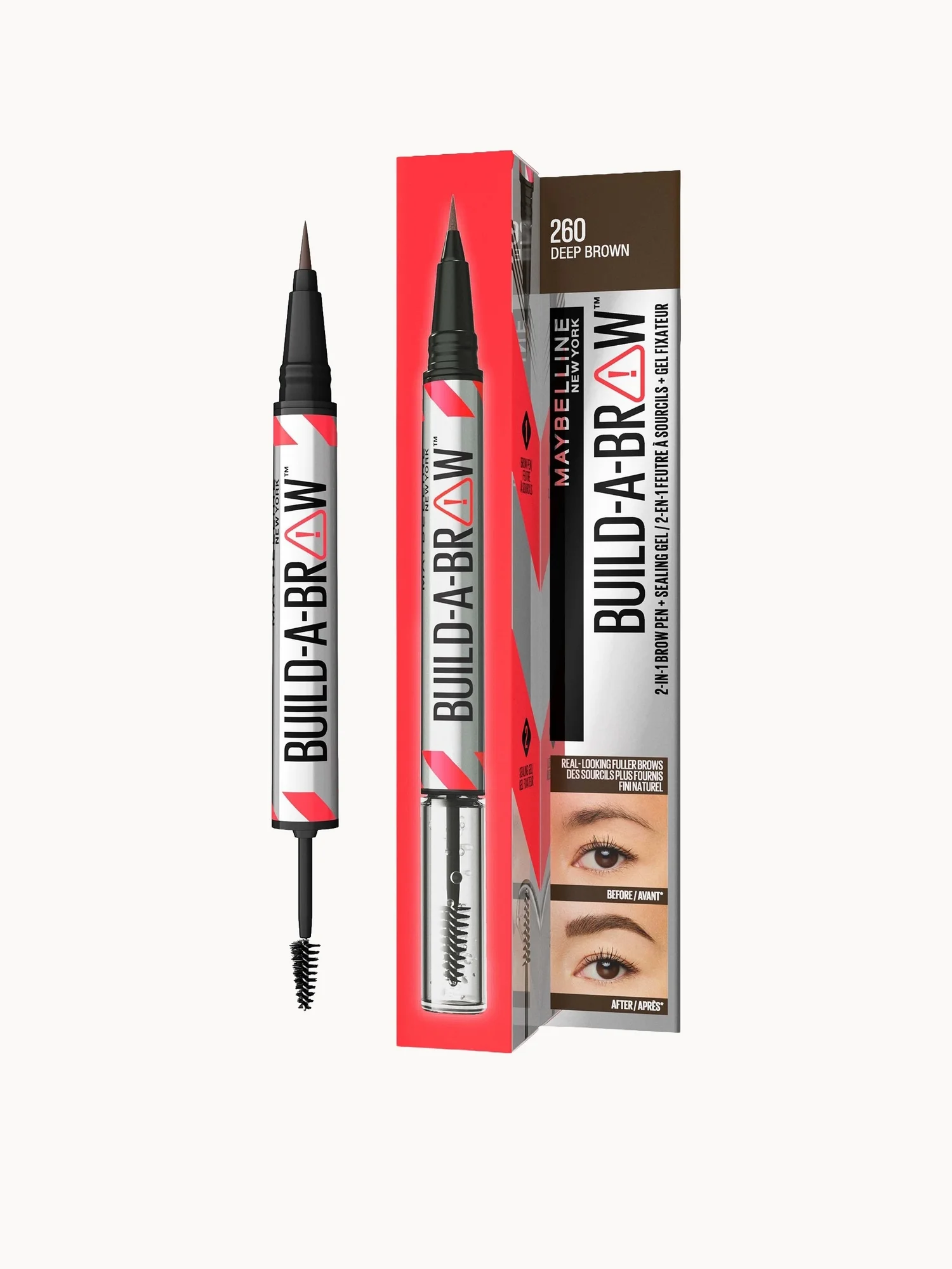 Maybelline Build-A-Brow 2 Easy Steps Eye Brow Pencil and Gel (Various Shades)