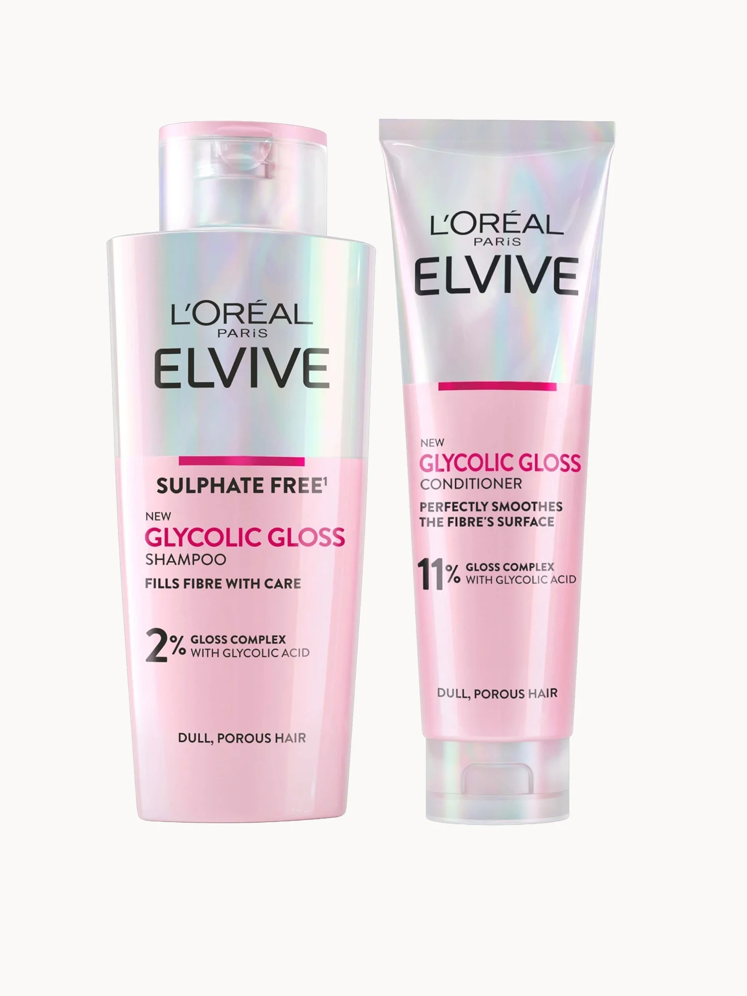 L'Oréal Paris Elvive Glycolic Gloss Shampoo and Conditioner Set for Dull Hair