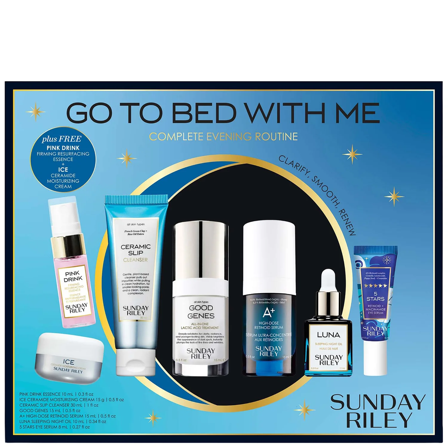 Sunday Riley Go to Bed with Me Complete Anti-Ageing Evening Skincare Set