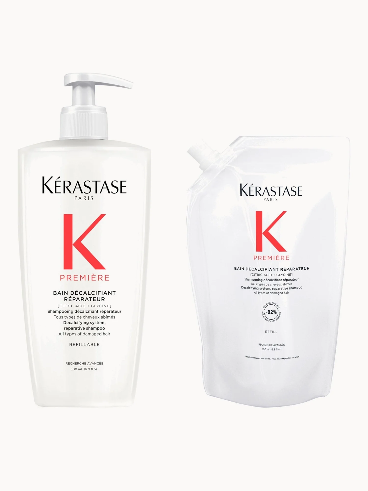 Kérastase Première Refillable Shampoo and Refill Pouch Duo 500ml with Pure Citric Acid