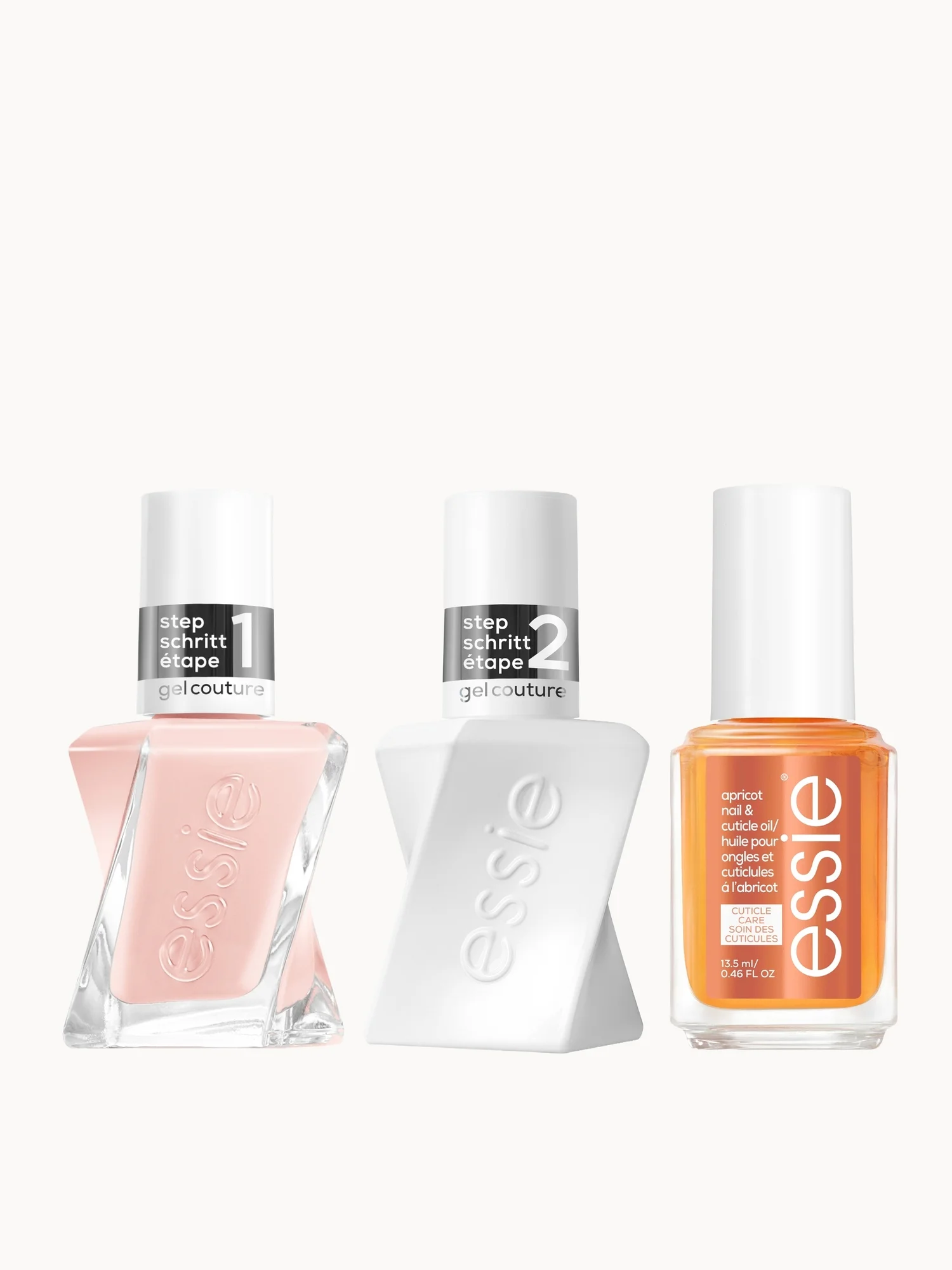 essie Gel Couture Nude Nail Polish Top Coat and Apricot Cuticle Oil Care Bundle