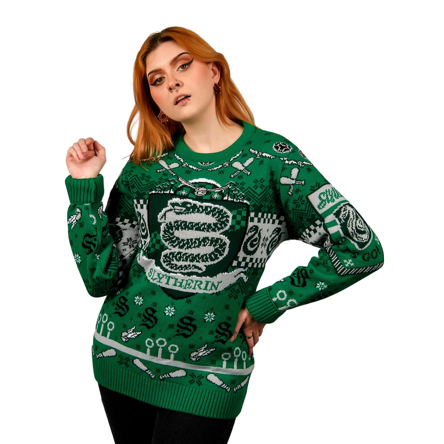 Harry Potter Slytherin Quidditch Knitted Christmas Jumper