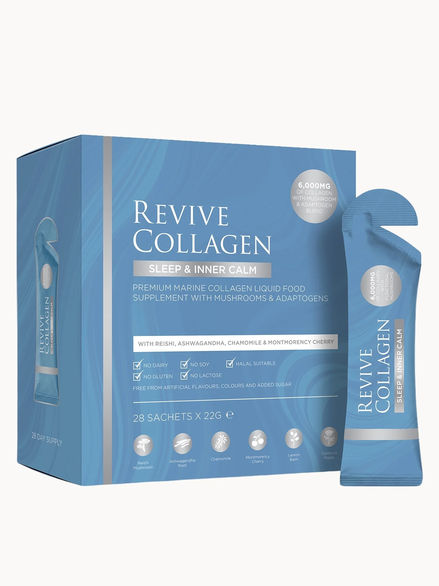 Revive Collagen Sleep & Inner Calm Functional Mushroom and Adaptogen Blend with 6000mg