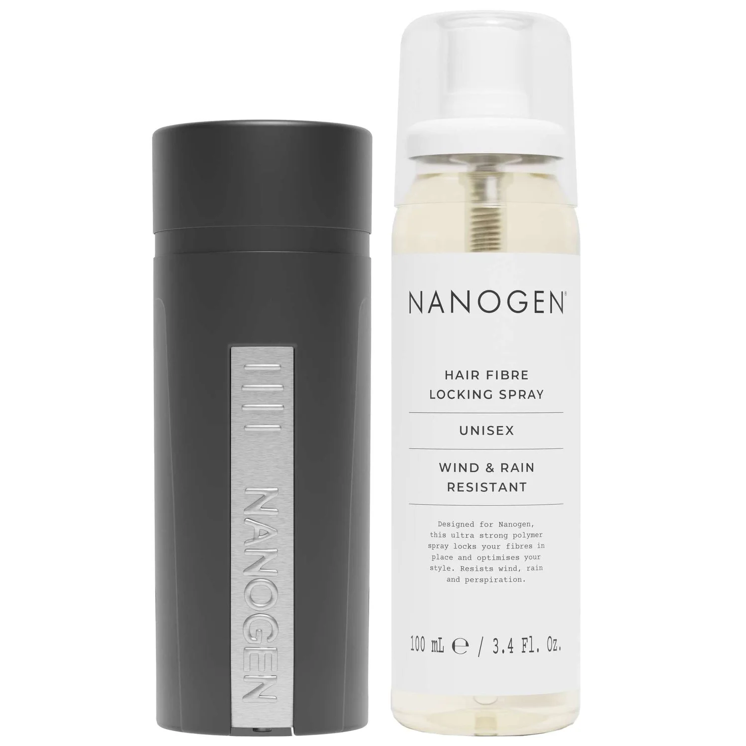 Nanogen Duo: Keratin Hair Fibres 2 Month Black 30g & Hair Fibre Locking Spray 100ml