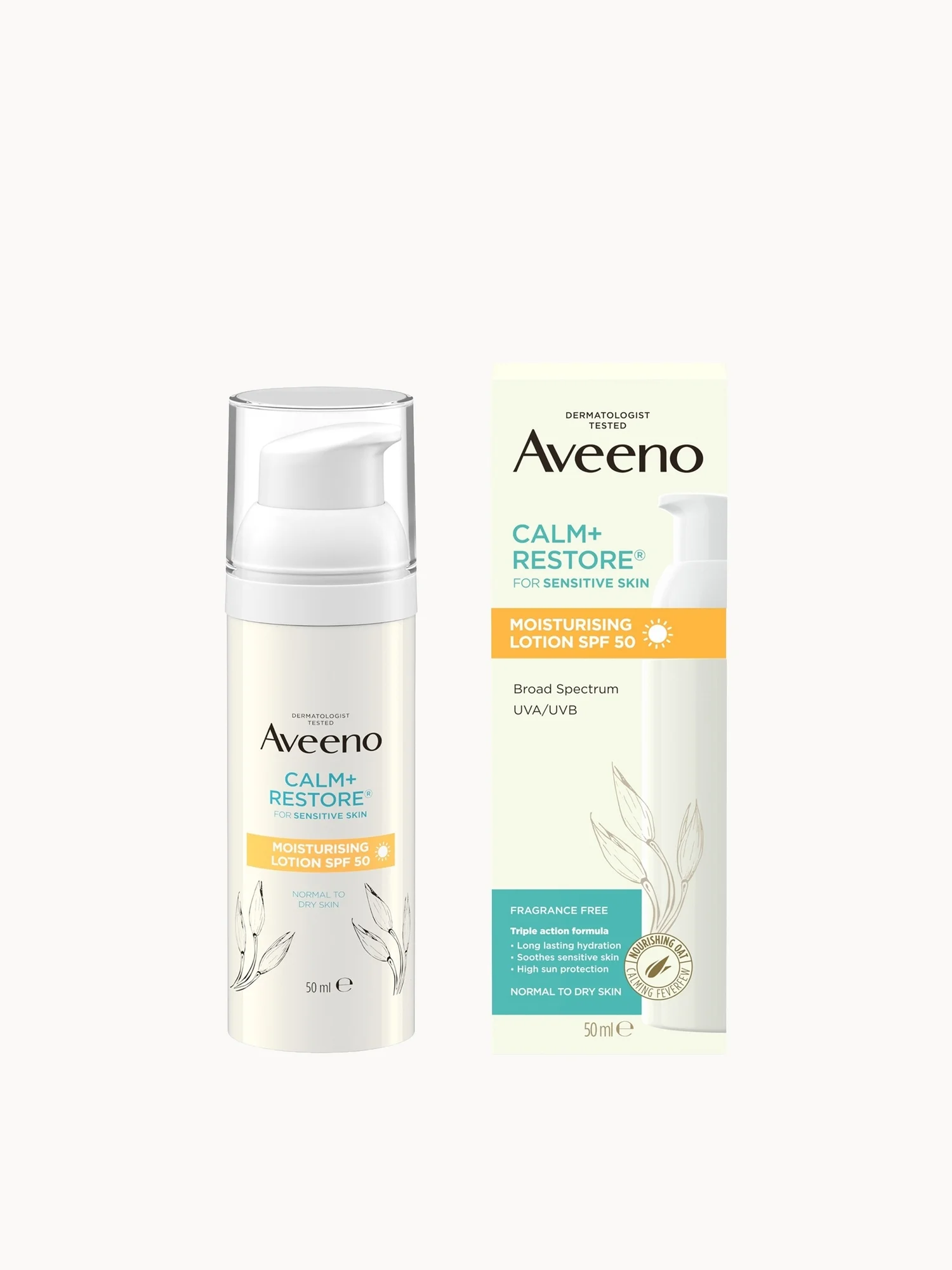 Aveeno Face Calm & Restore Moisturising Lotion SPF 50 50ml