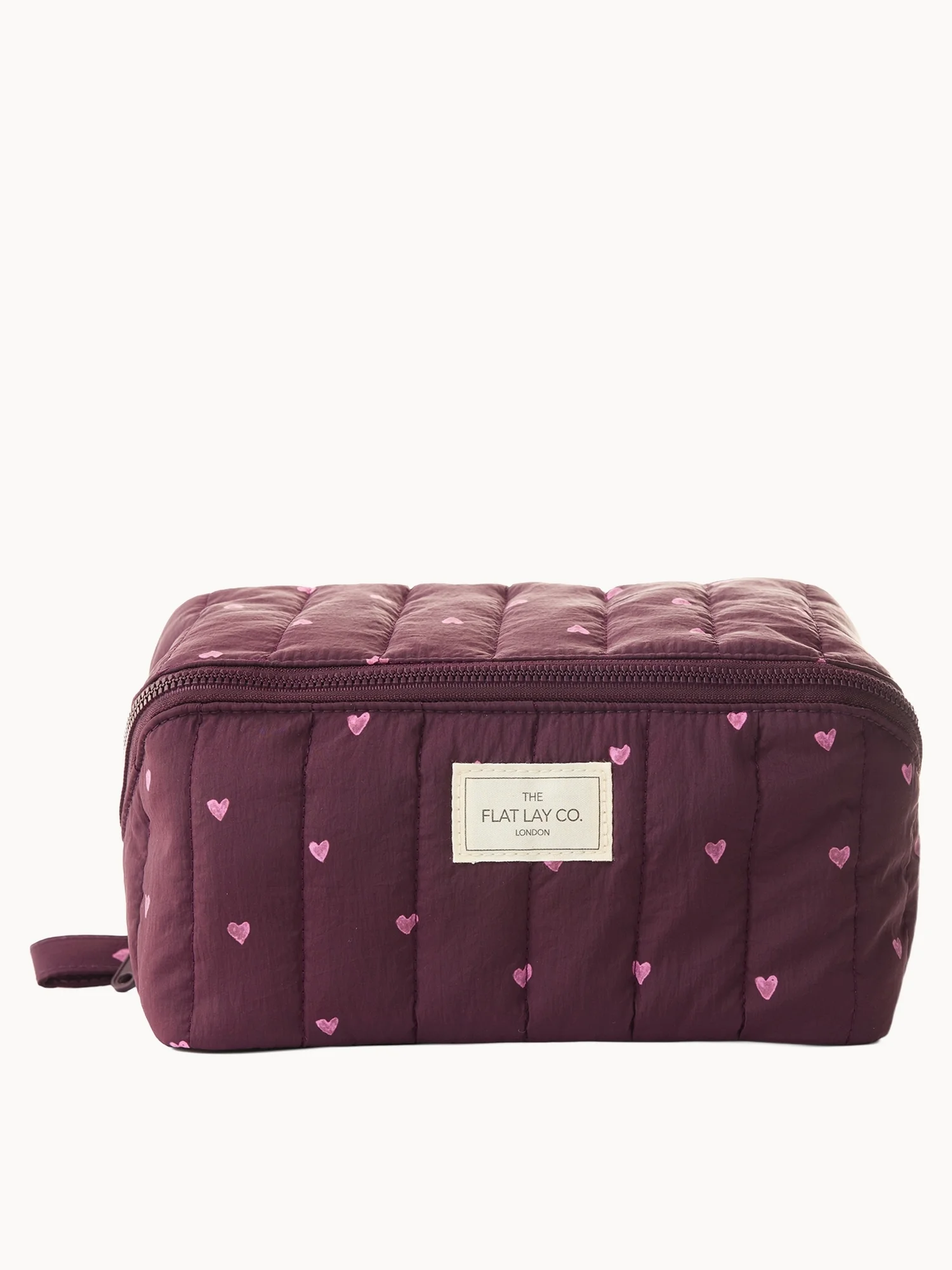 The Flat Lay Co. Marshmallow Flat Lay Makeup Box Bag - Burgundy Hearts LOOKFANTASTIC EXCLUSIVE