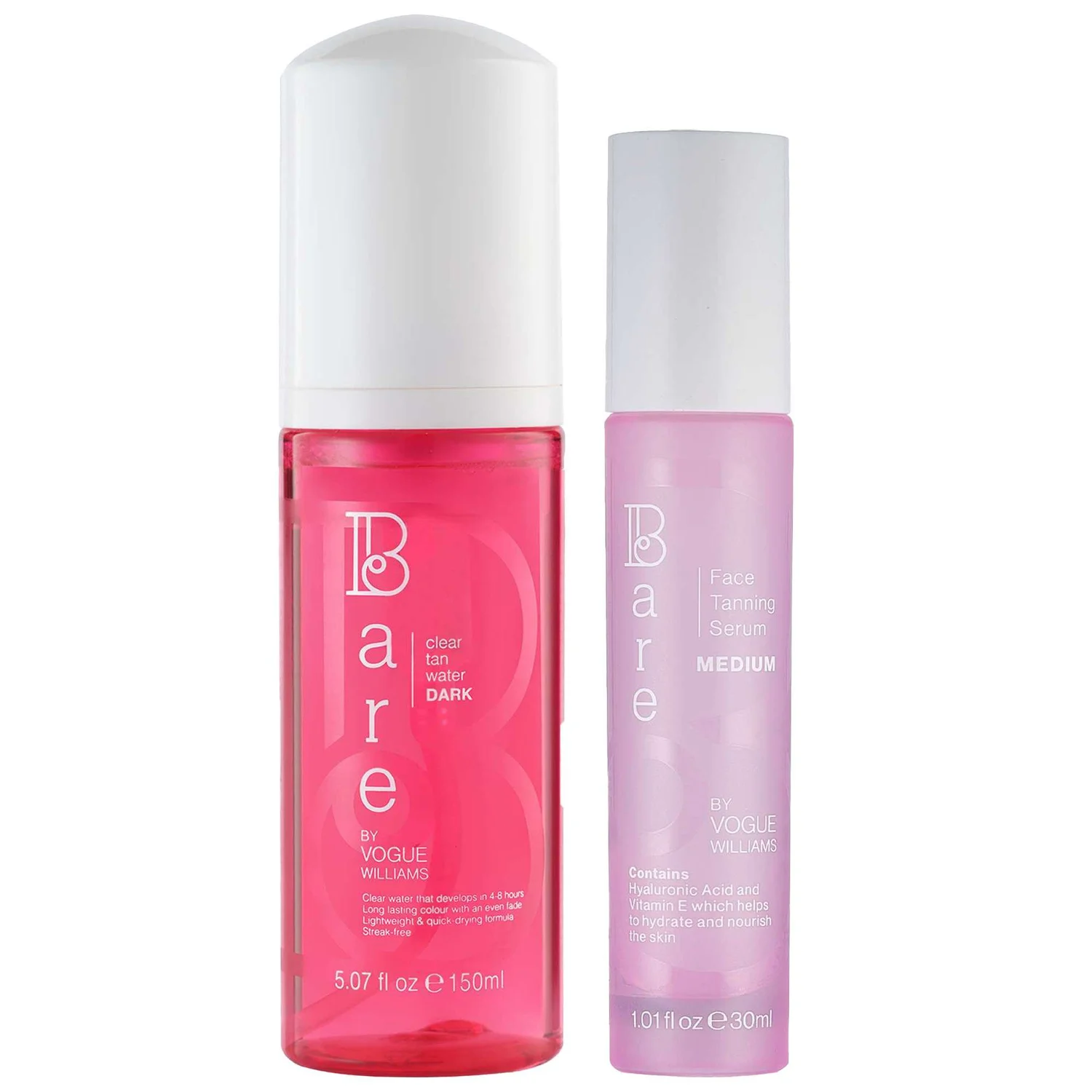 Bare by Vogue Duo: Face Tanning Serum Medium 30ml & Body Clear Tan Water Dark 150ml