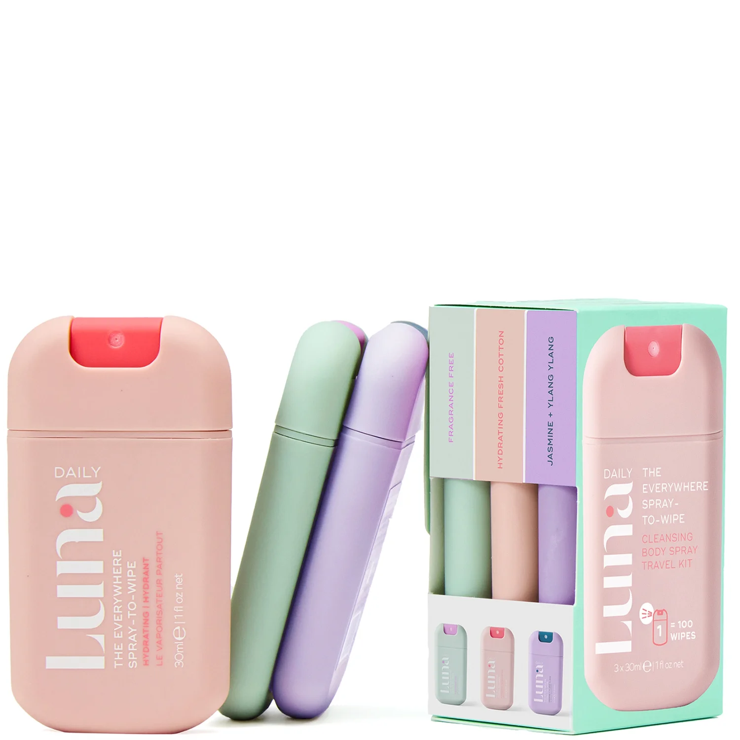 Luna Daily The Everywhere Spray-To-Wipe Cleansing Body Spray Travel Kit