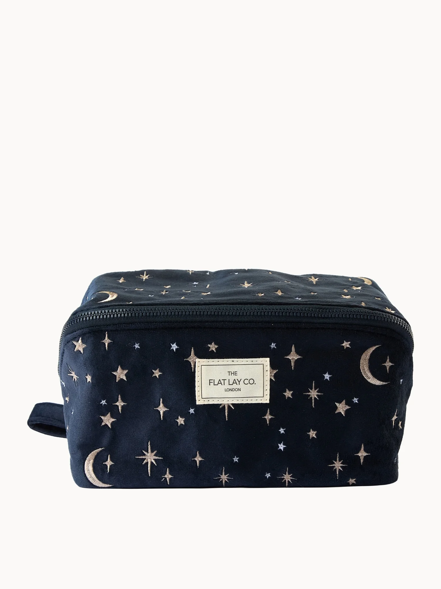 The Flat Lay Co. Flat Lay Makeup Box Bag - Celestial Blue Embroidered Velvet