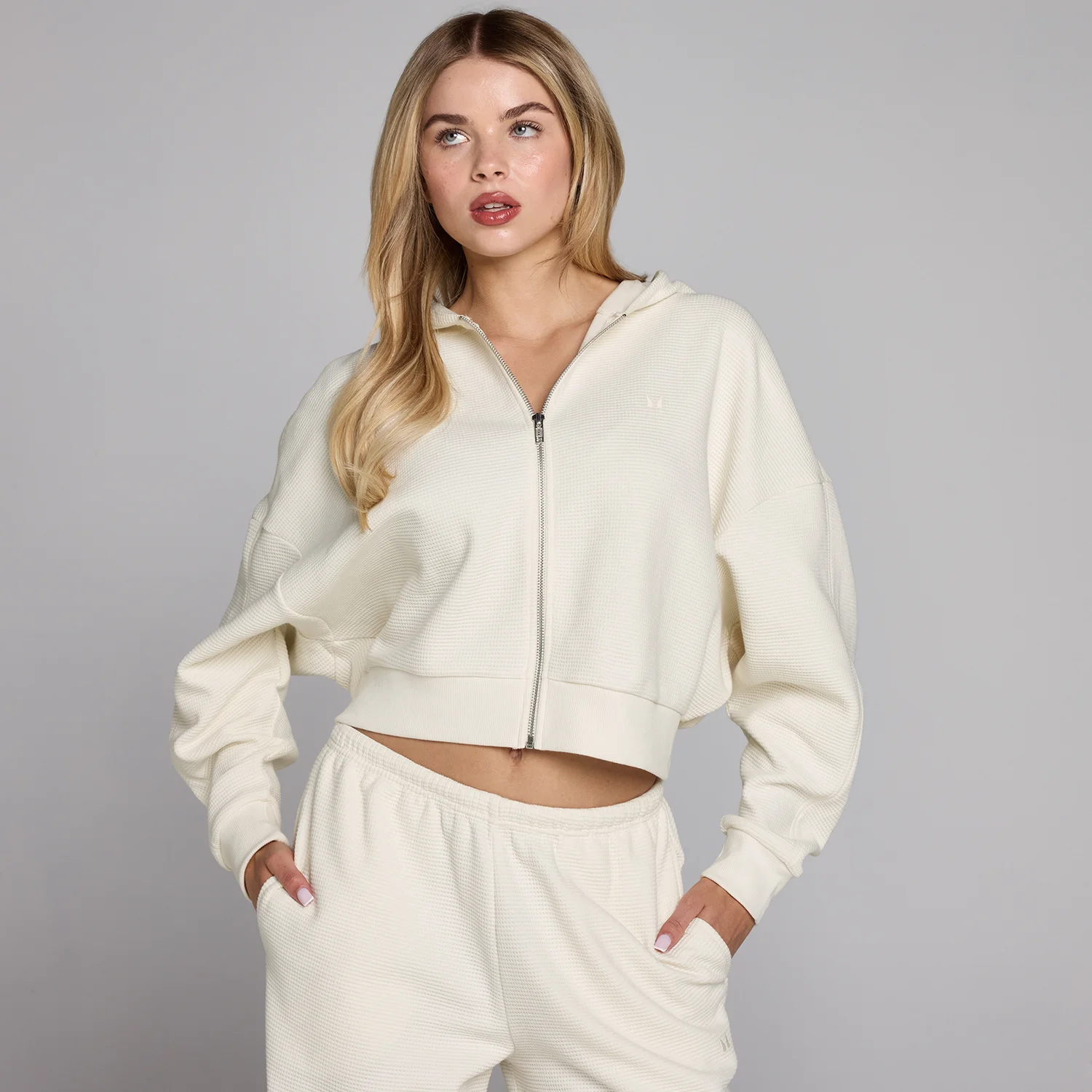 MP Women's Waffle Zip Through Hoodie - Ivory