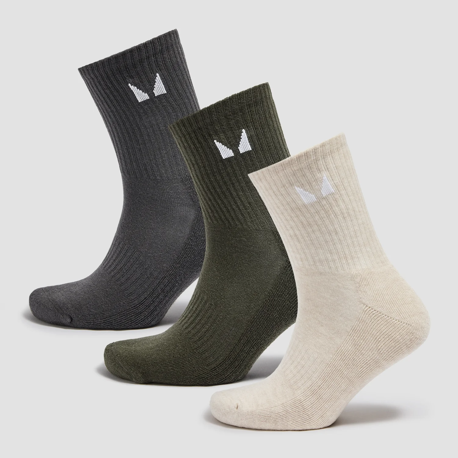 MP Unisex Crew Socks (3 Pack) - Desert Sand/Forest Green/Night Grey