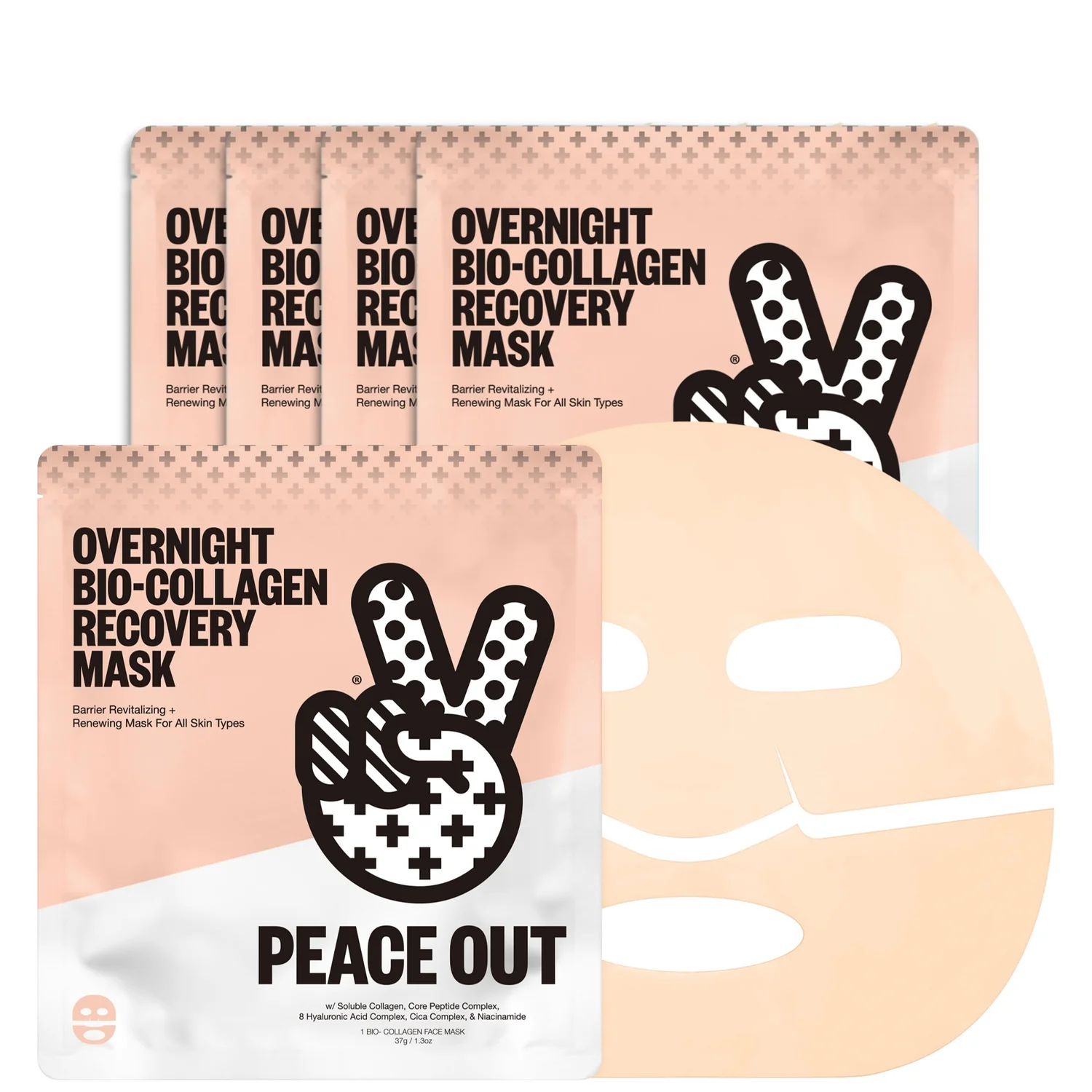 Peace Out Overnight Hydrating Bio-Collagen Recovery Mask - 5 Pack
