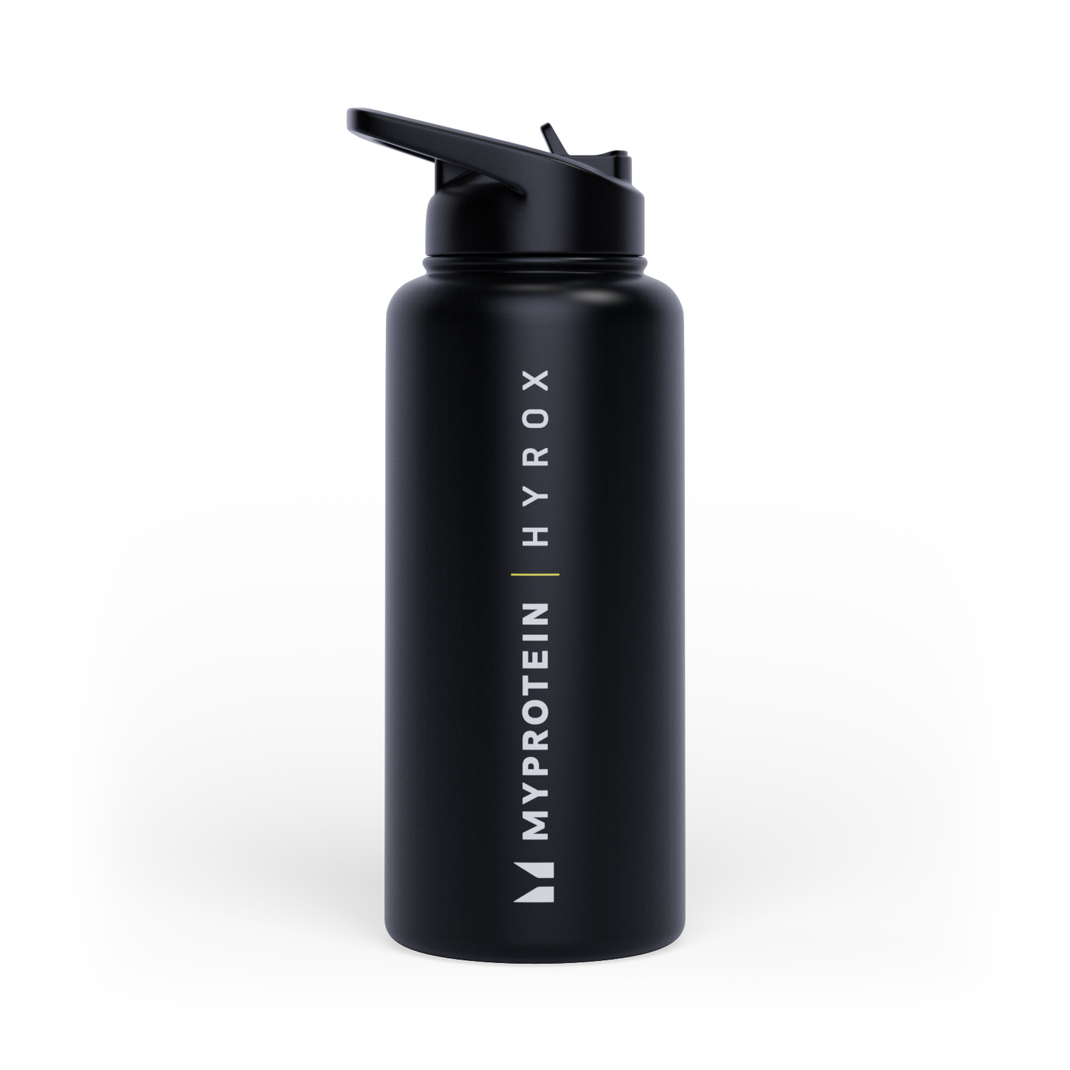 Myprotein Hyrox Recycled Metal Flip Straw Bottle 1L - Black