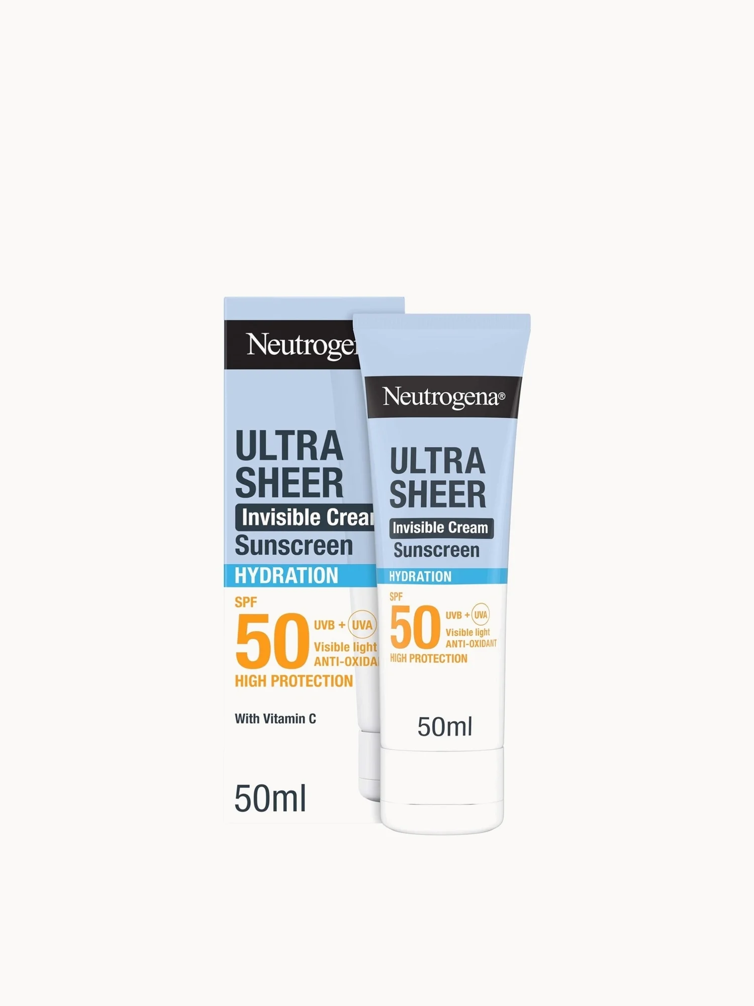 Neutrogena Ultra Sheer Invisible Cream Sunscreen Hydration SPF50