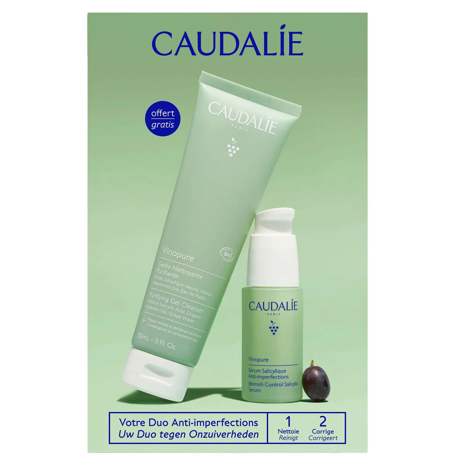 Caudalie Vinopure Serum & Suncare Set