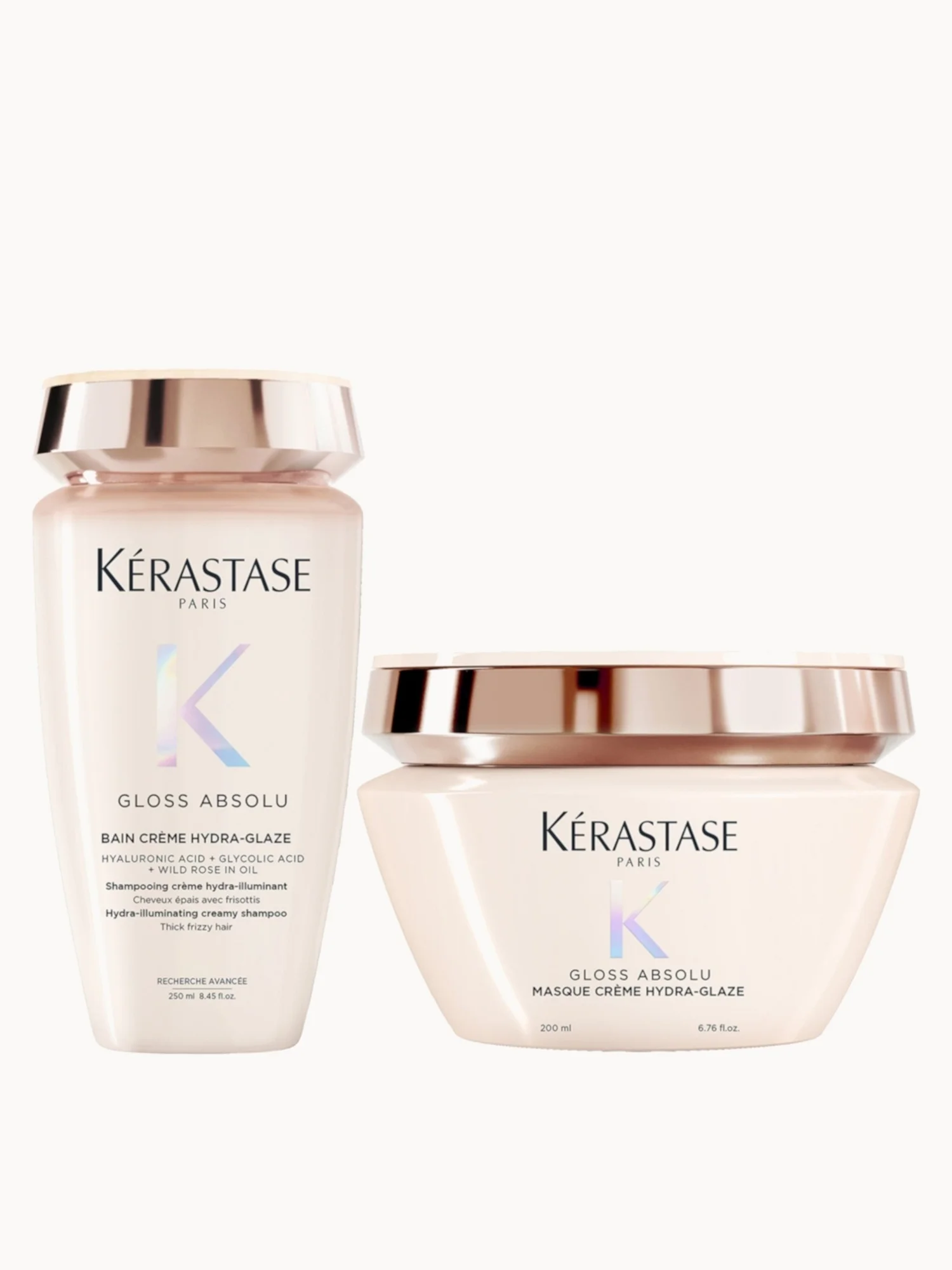 Kérastase Gloss Absolu Bain Crème Hydra-Glaze Shampoo and Mask For Thick Frizzy Hair