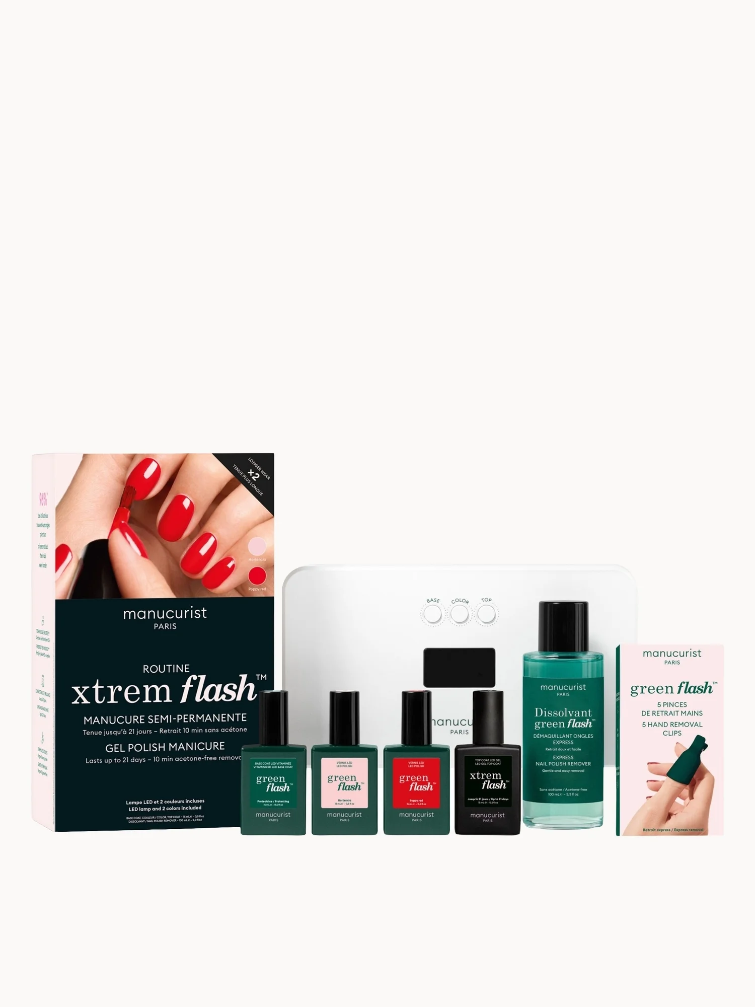 Manucurist At Home Gel Xtreme Flash Kit- Poppy Red & Hortencia