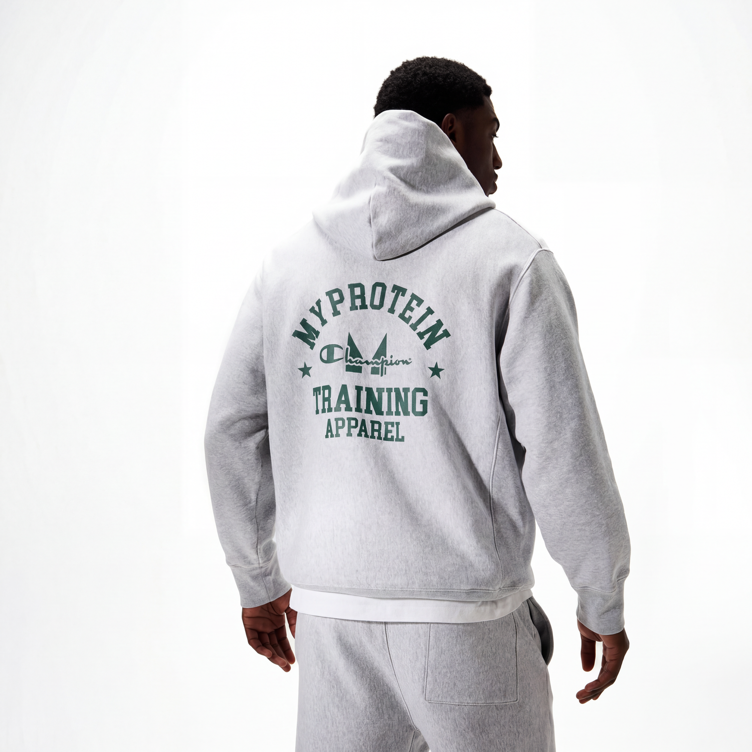 Myprotein X Champion Soft Reverse Weave Fleece Hoodie Grey Marl