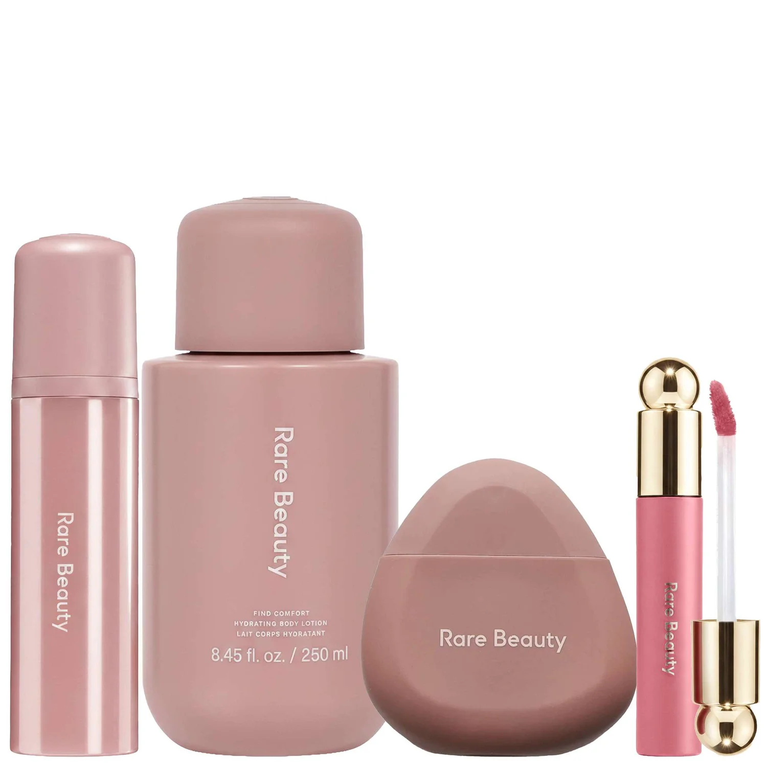 Rare Beauty Find Comfort Fragrance Mist 100ml, Hand Cream 53ml, Body Lotion 250ml & Soft Pinch Tinted Lip Oil Hope 3ml