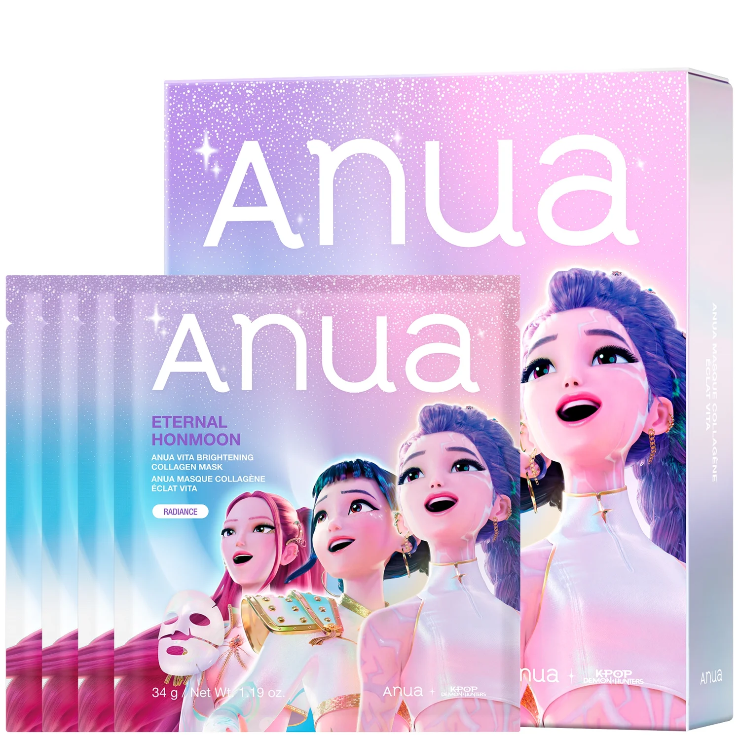 Anua K-Pop Demon Hunters Vita Brightening Ceramide Barrier Collagen Mask (4PC)