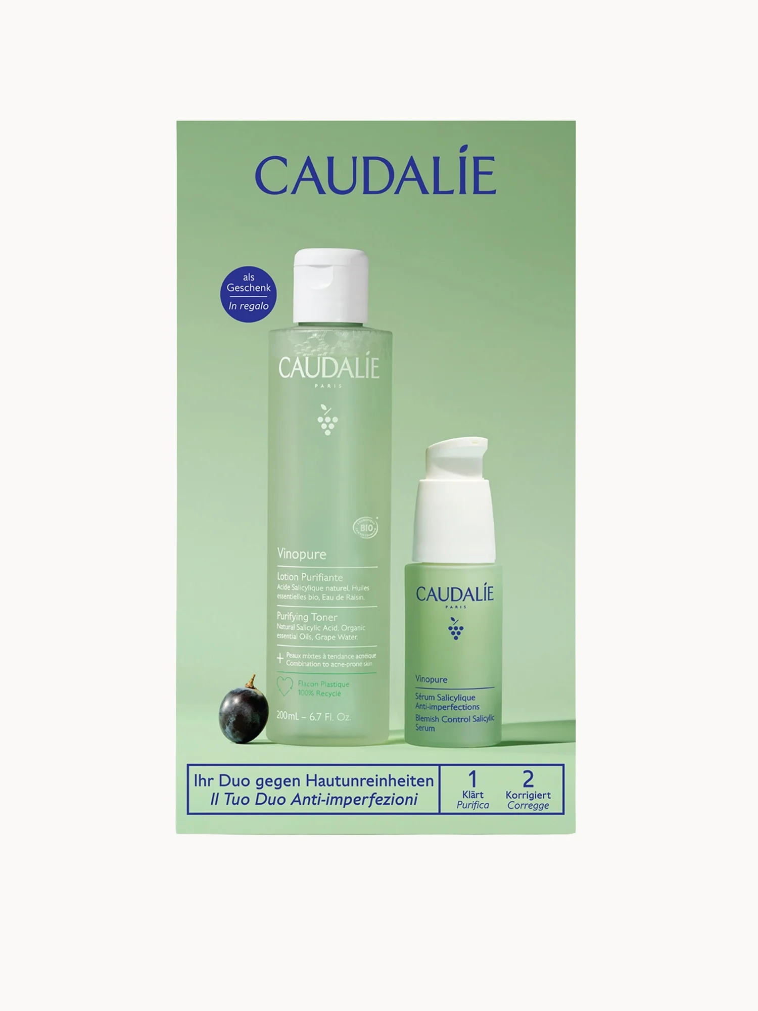 Caudalie Vinopure Clear Skin Tone & Treat Set (Worth £54)